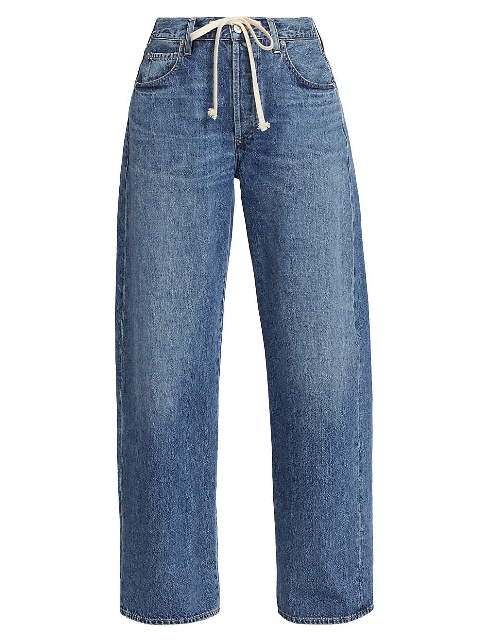 Womens Brynn Drawstring Wide-Leg Jeans Product Image