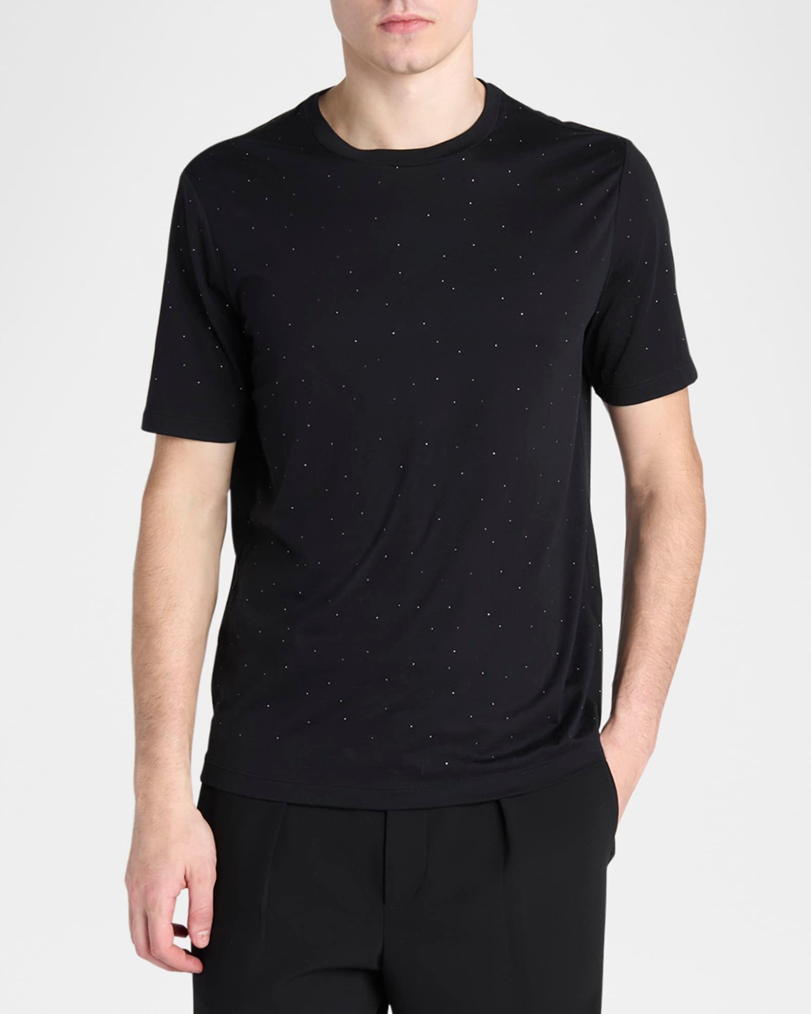Men's Crystal Studded Pima Cotton Crewneck T-Shirt Product Image