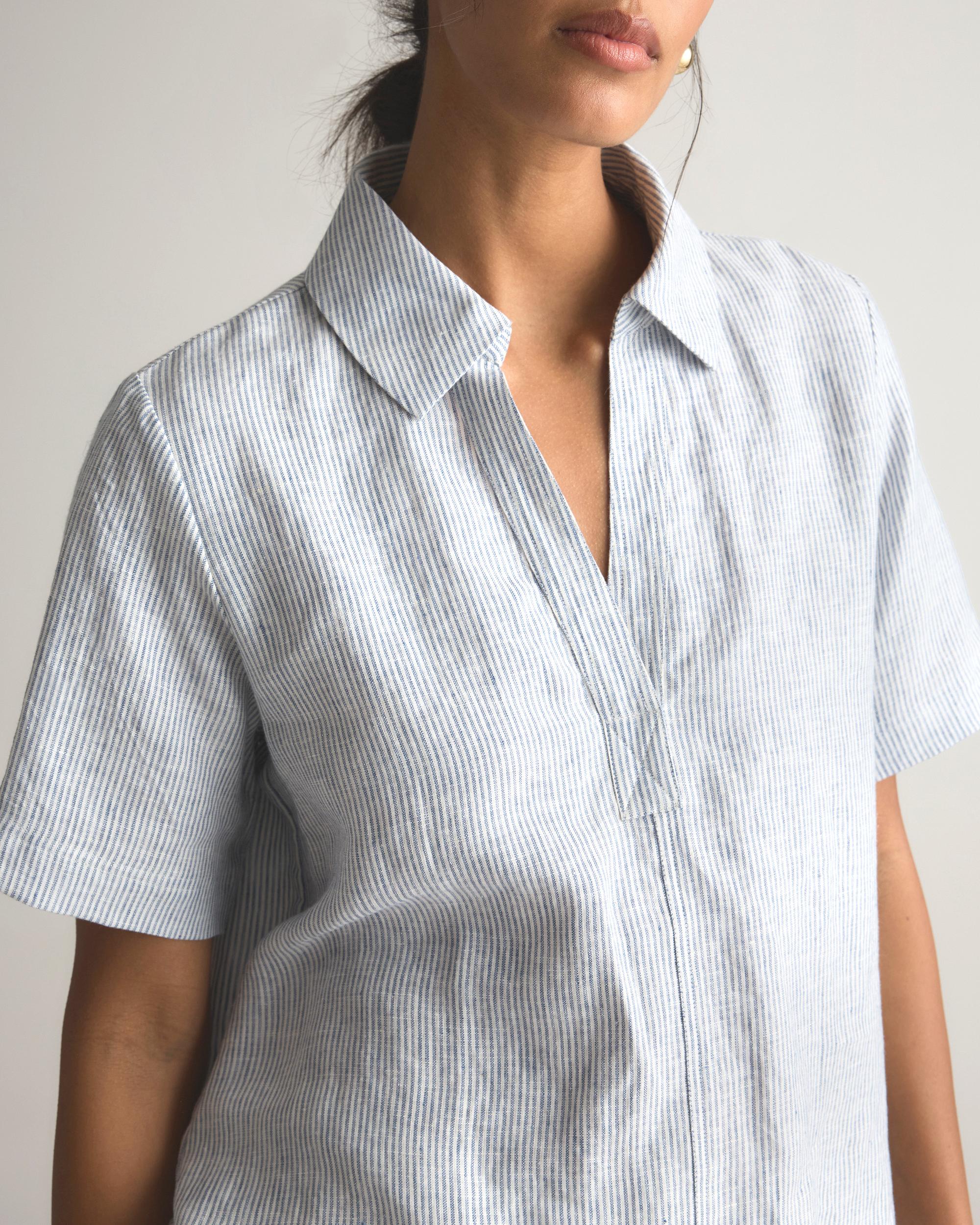 Quince | Women's 100% European Linen Short Sleeve Popover Top Size XS Product Image