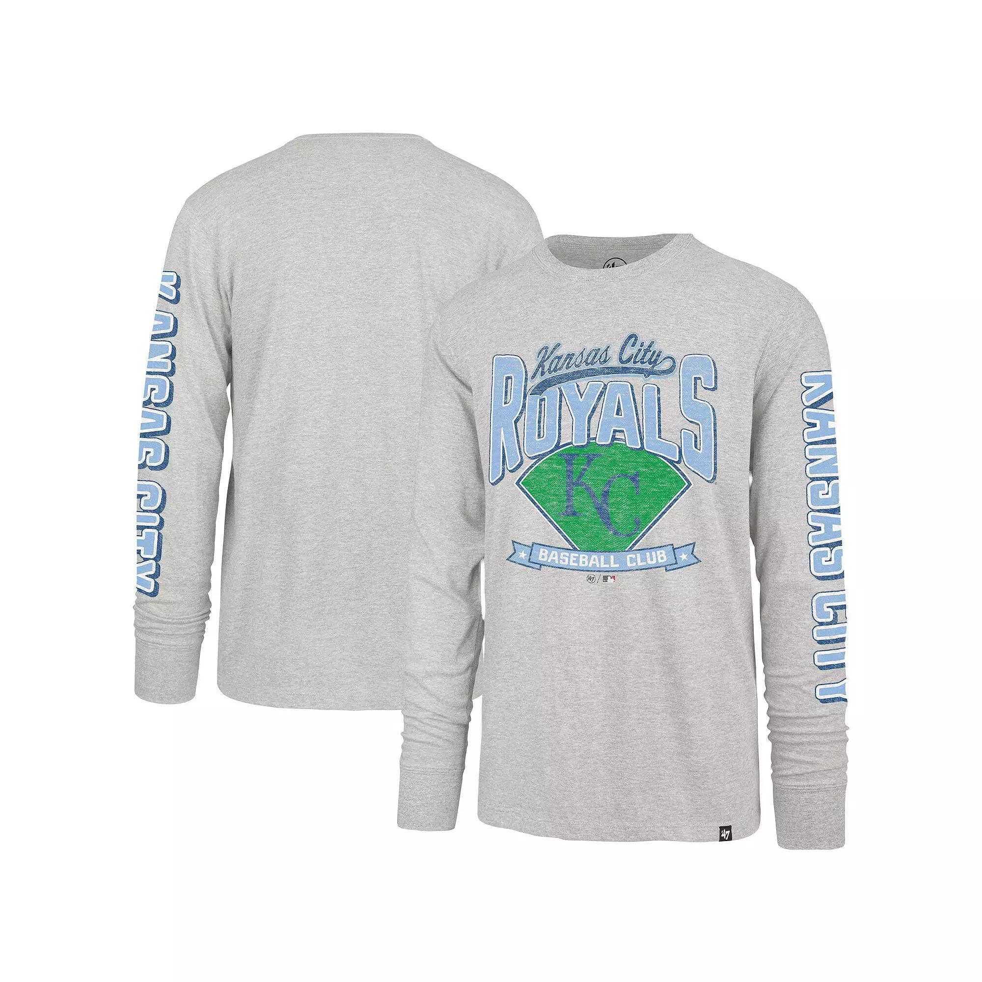 Men's '47 Gray Kansas City Royals Fair Ball Franklin Long Sleeve T-Shirt,  Product Image