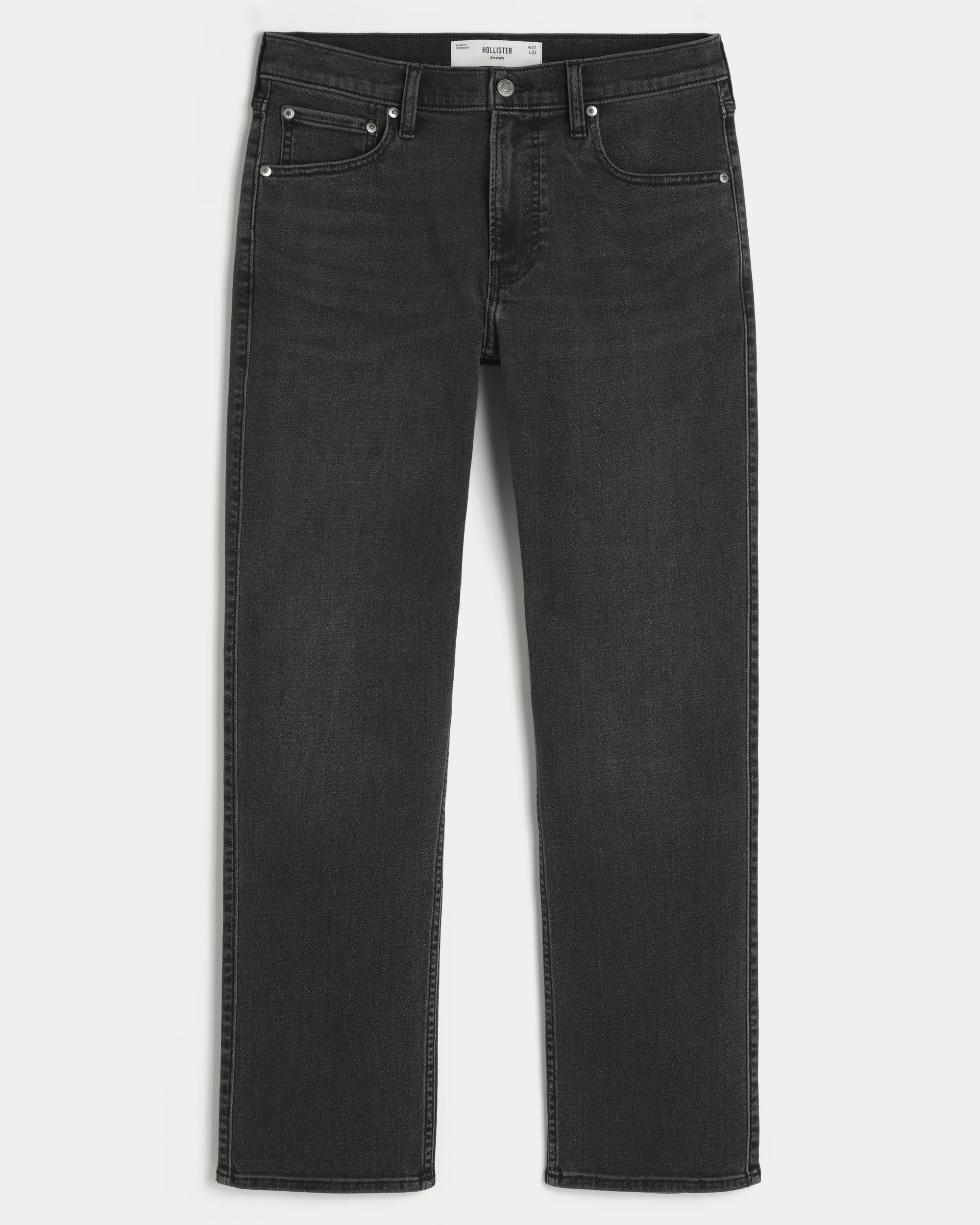 Washed Black Straight Jeans Product Image