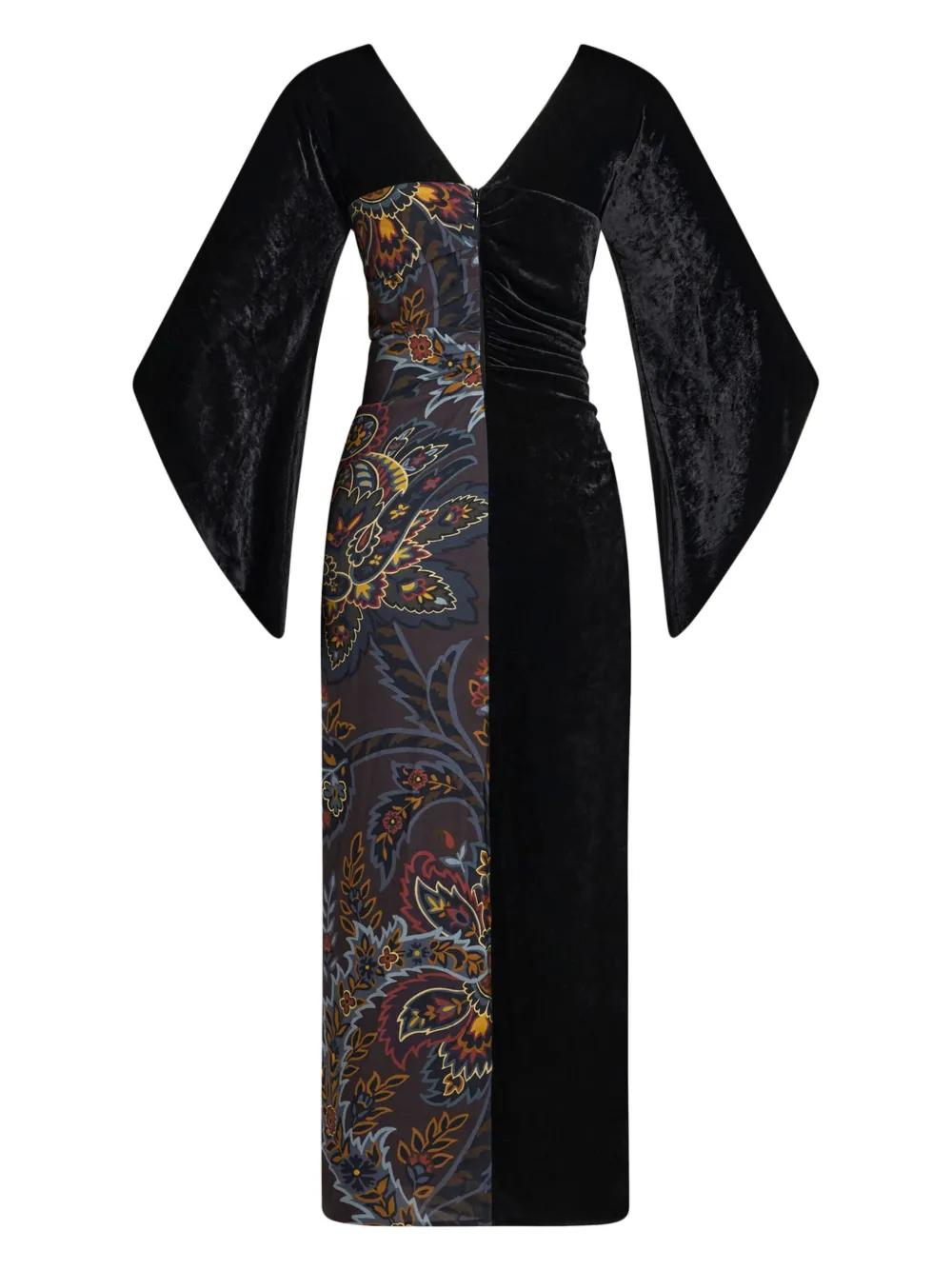 paisley contrasting print dress Product Image