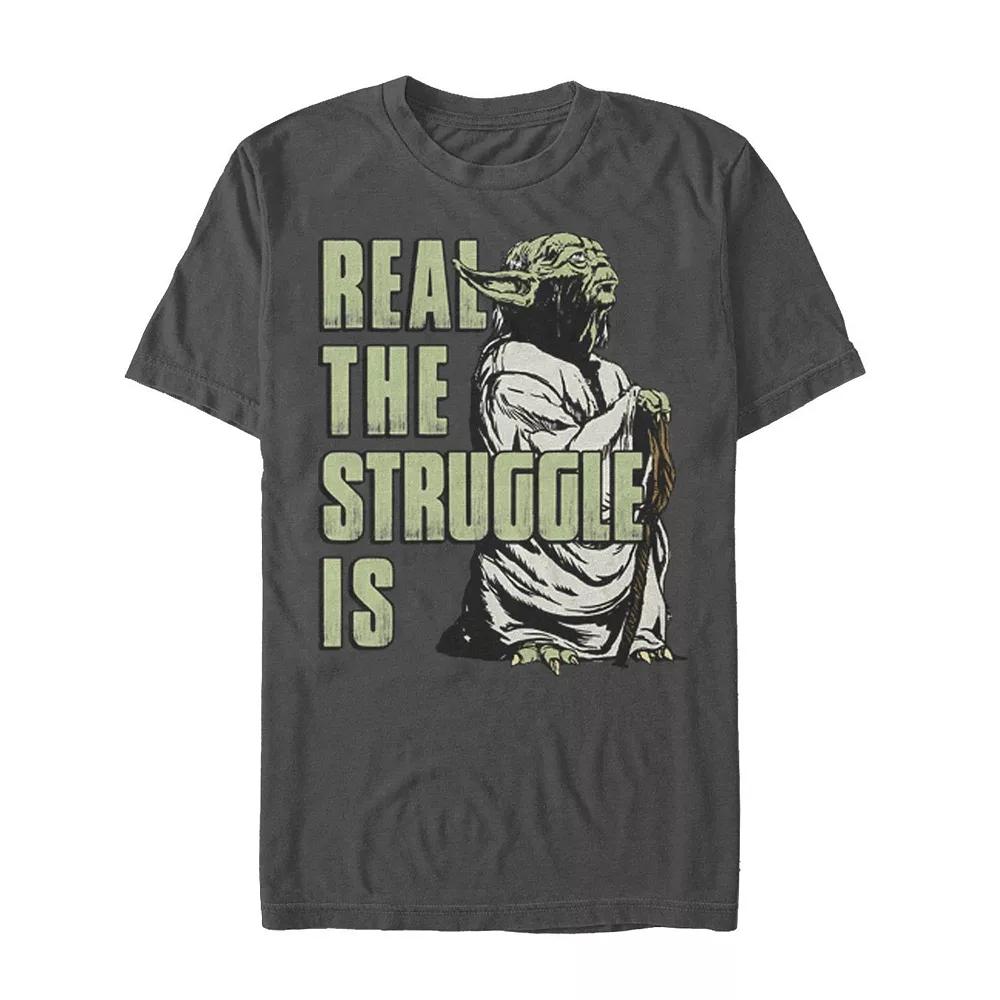 Men's Star Wars Yoda Real The Struggle Vintage Is Tee,  Product Image