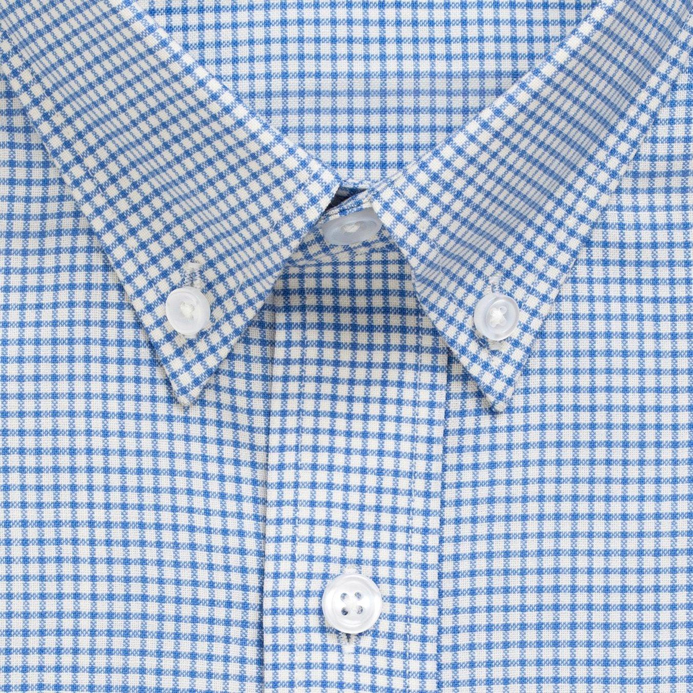 Merino Wool Button-Down Shirt | Blue Micro Check Product Image