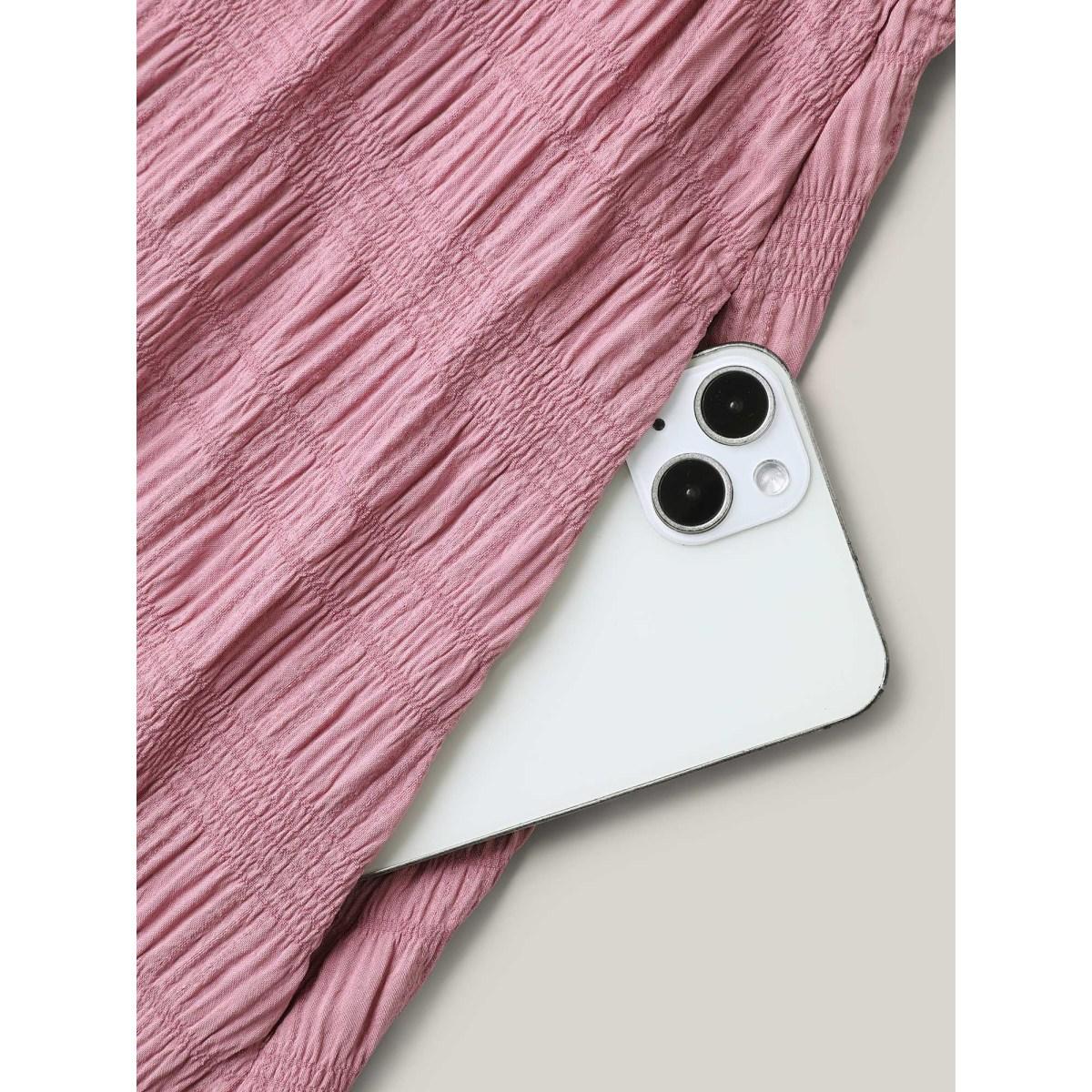 Plus Size Floral Crochet Neck Pockets Midi Dress Beanpastepowder Women Square Neck Cap Sleeve Curvy BloomChic 12/L Product Image