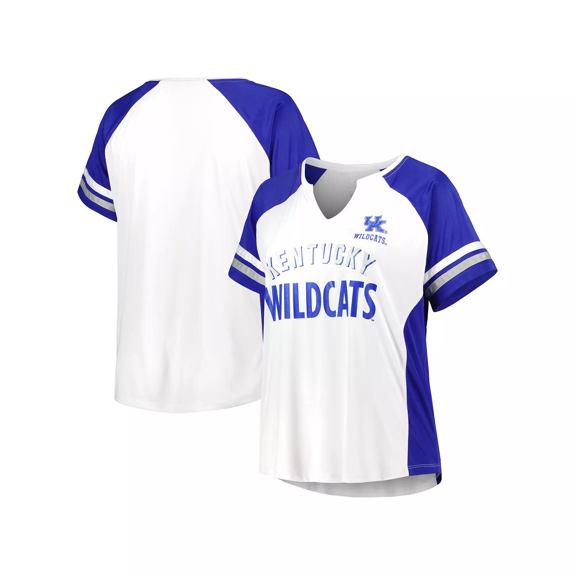 Womens Kentucky Wildcats Plus Size Stripe Raglan Notch Neck T-Shirt Product Image