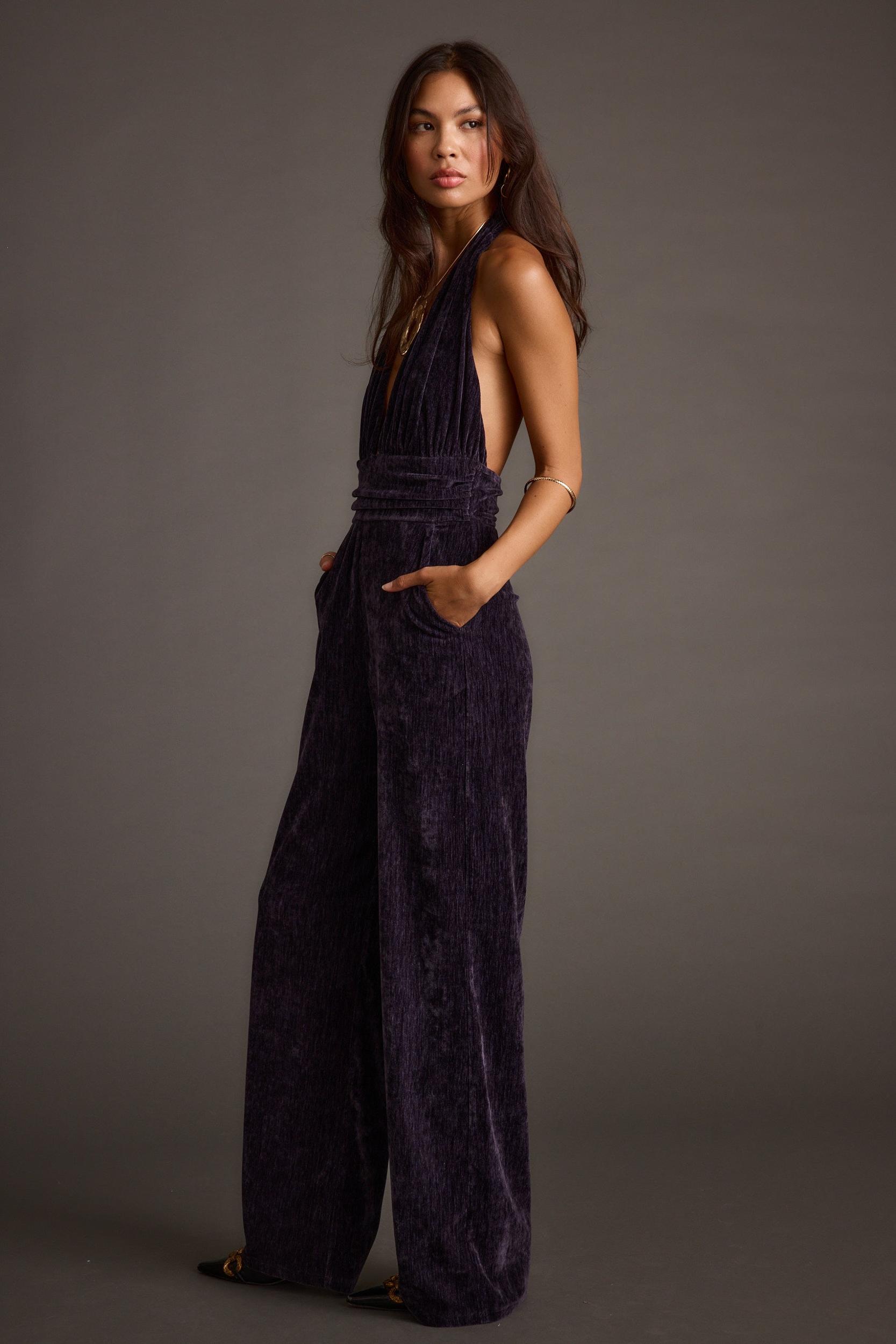 Limelight Midnight Velvet Halter Jumpsuit Product Image