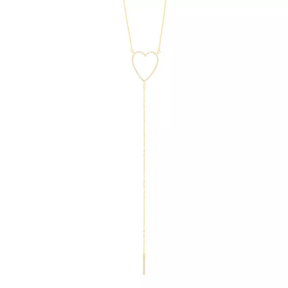 Adornia Silver Tone Adjustable Cubic Zirconia Heart Y-Necklace, Women's, Size: 15-18" ADJ, Gold Tone Product Image