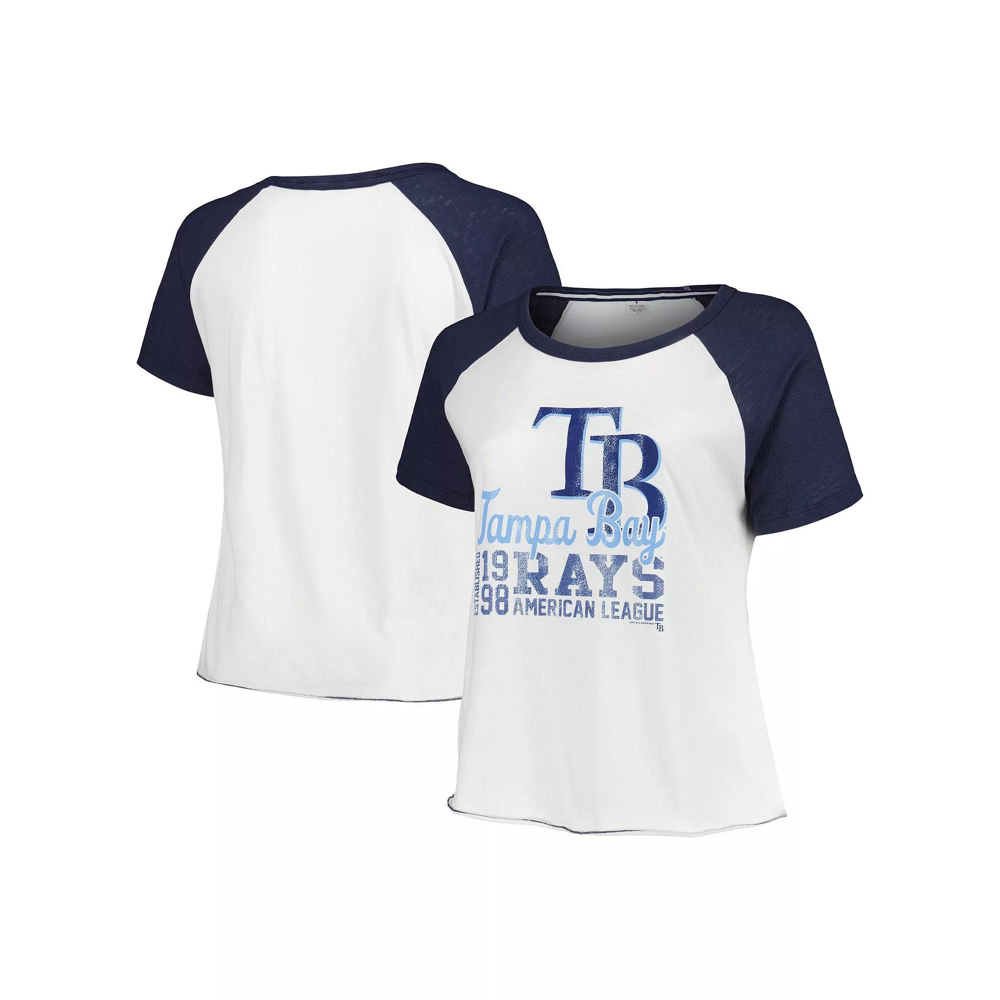 Women's Soft as a Grape White Tampa Bay Rays Plus Size Baseball Raglan T-Shirt, Size: 2XL Product Image