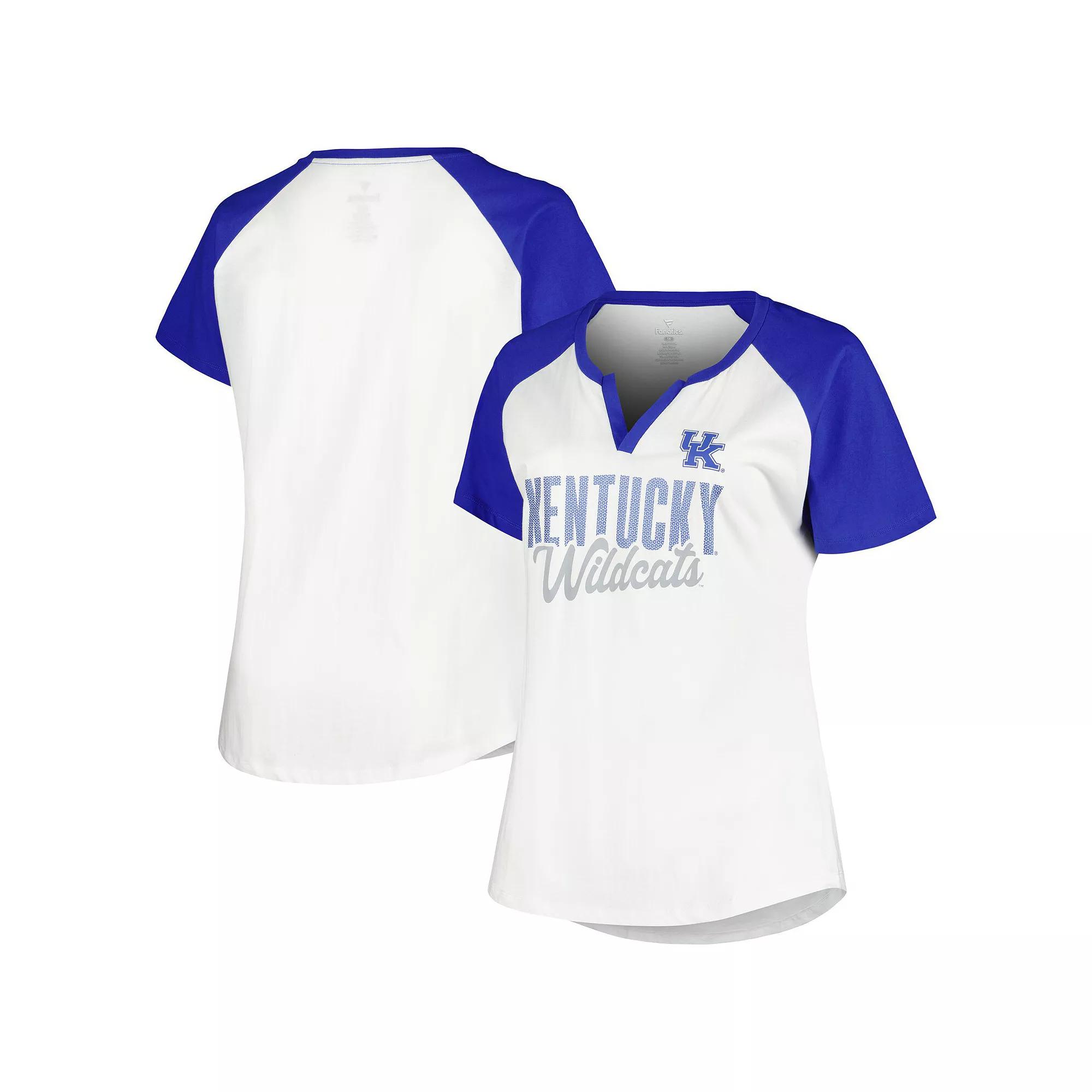 Women's Profile White/Royal Kentucky Wildcats Plus Size Best Squad Shimmer Raglan Notch Neck T-Shirt, Size: 3XL Product Image