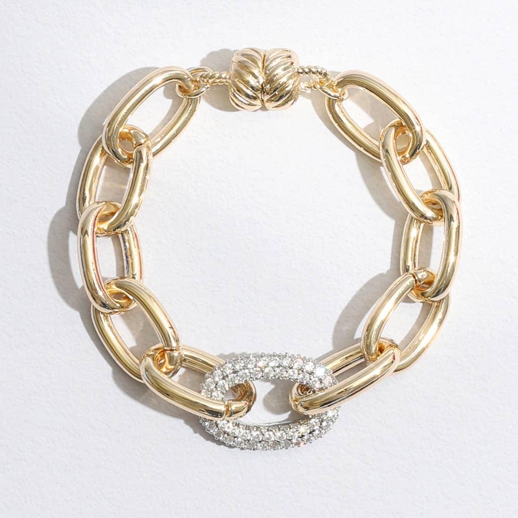 Multi Tone Linked Chain Bracelet Magnet Closure Product Image