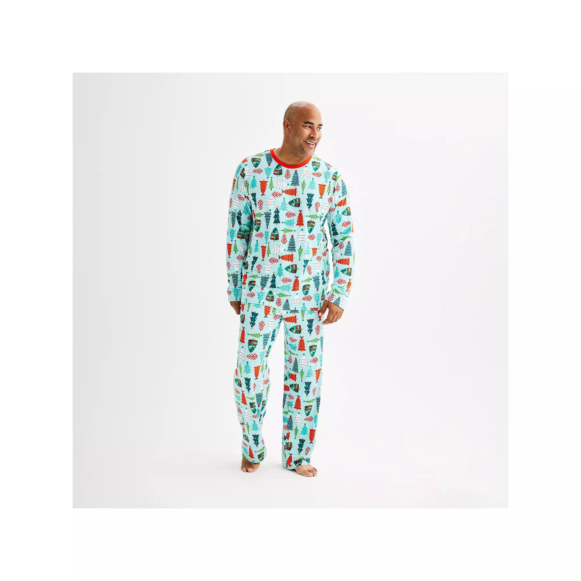 Big & Tall Jammies For Your Families® Trees Pajama Top & Pajama Bottoms Set, Men's, Size: 4XB, Multi Trees Product Image