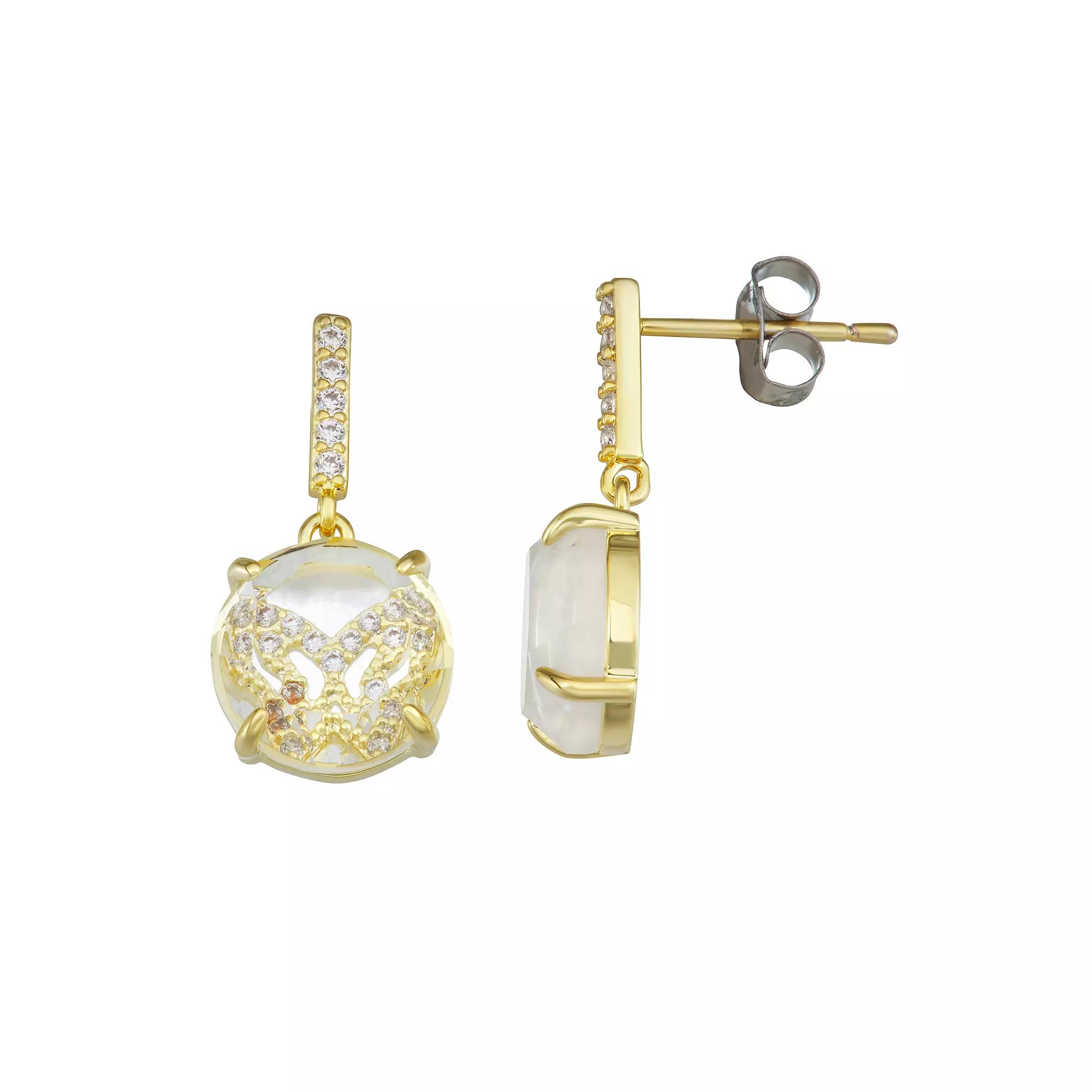 La Lumina 14k Gold Cubic Zirconia Accent Butterfly Earrings, Womens, Gold Tone White Product Image