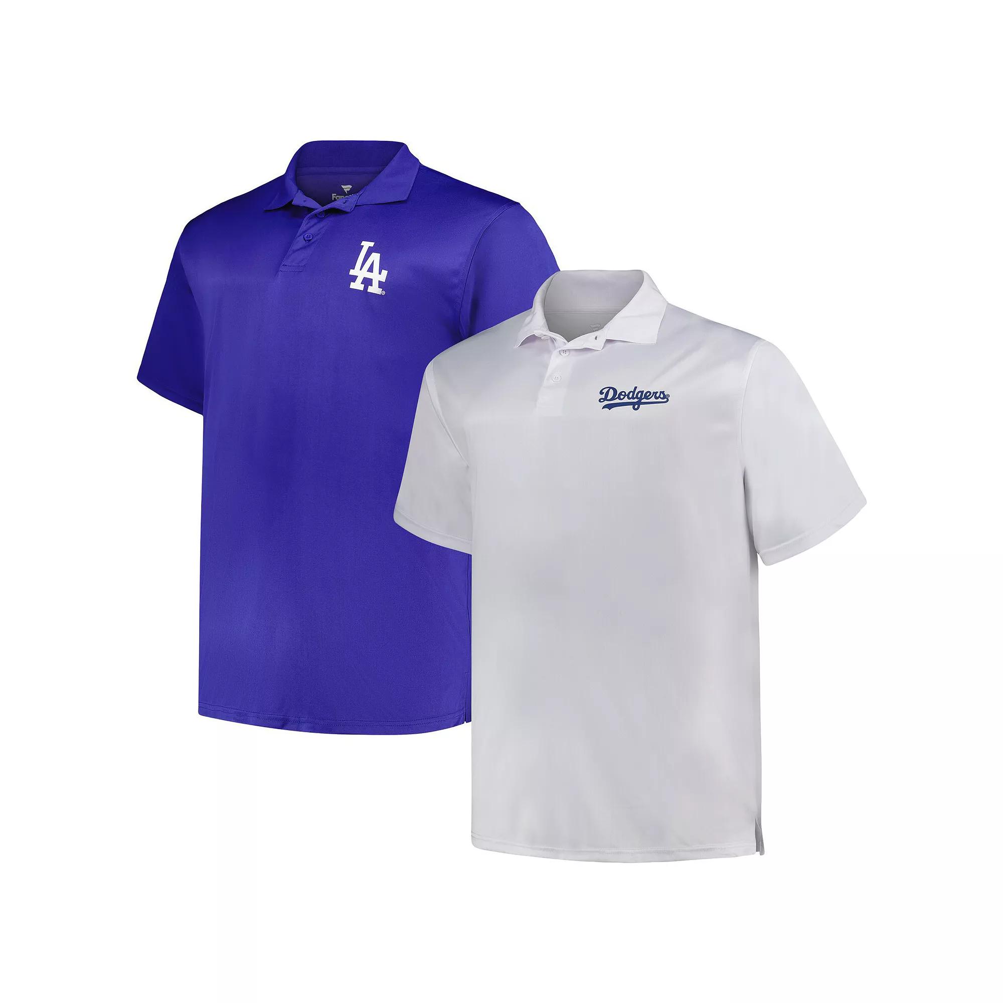 Men's Profile White/Royal Los Angeles Dodgers Big & Tall Two-Pack Solid Polo Set, Size: 3XLT Product Image