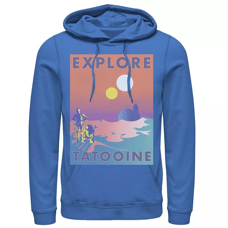 Men's Star Wars Explore Tatooine Faded Retro C-3PO & R2-D2 Poster Hoodie, Size: XL, Red Product Image