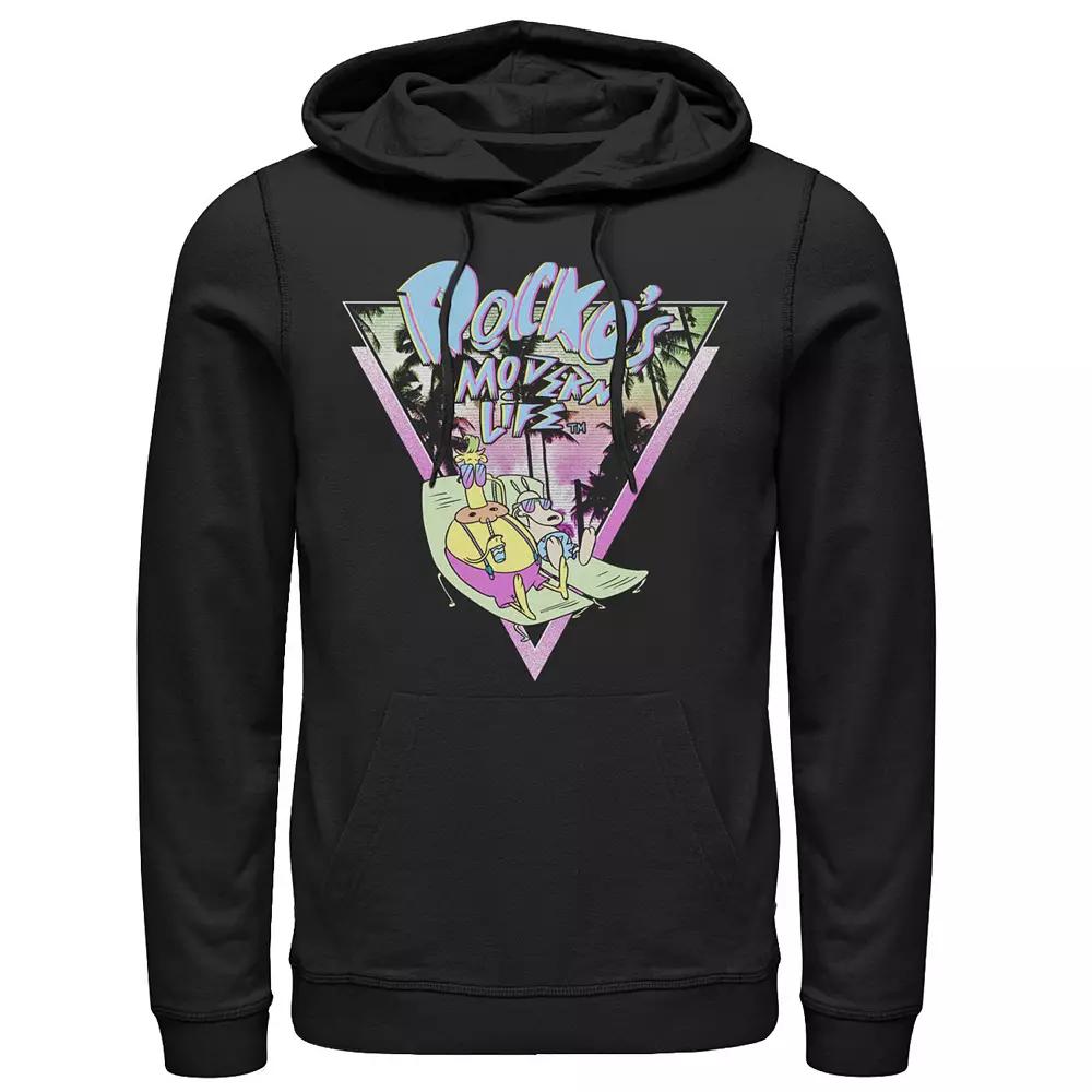 Men's Rocko's Modern Life Modern Retro Neon Logo Hoodie, Size: 3XL, Black Product Image