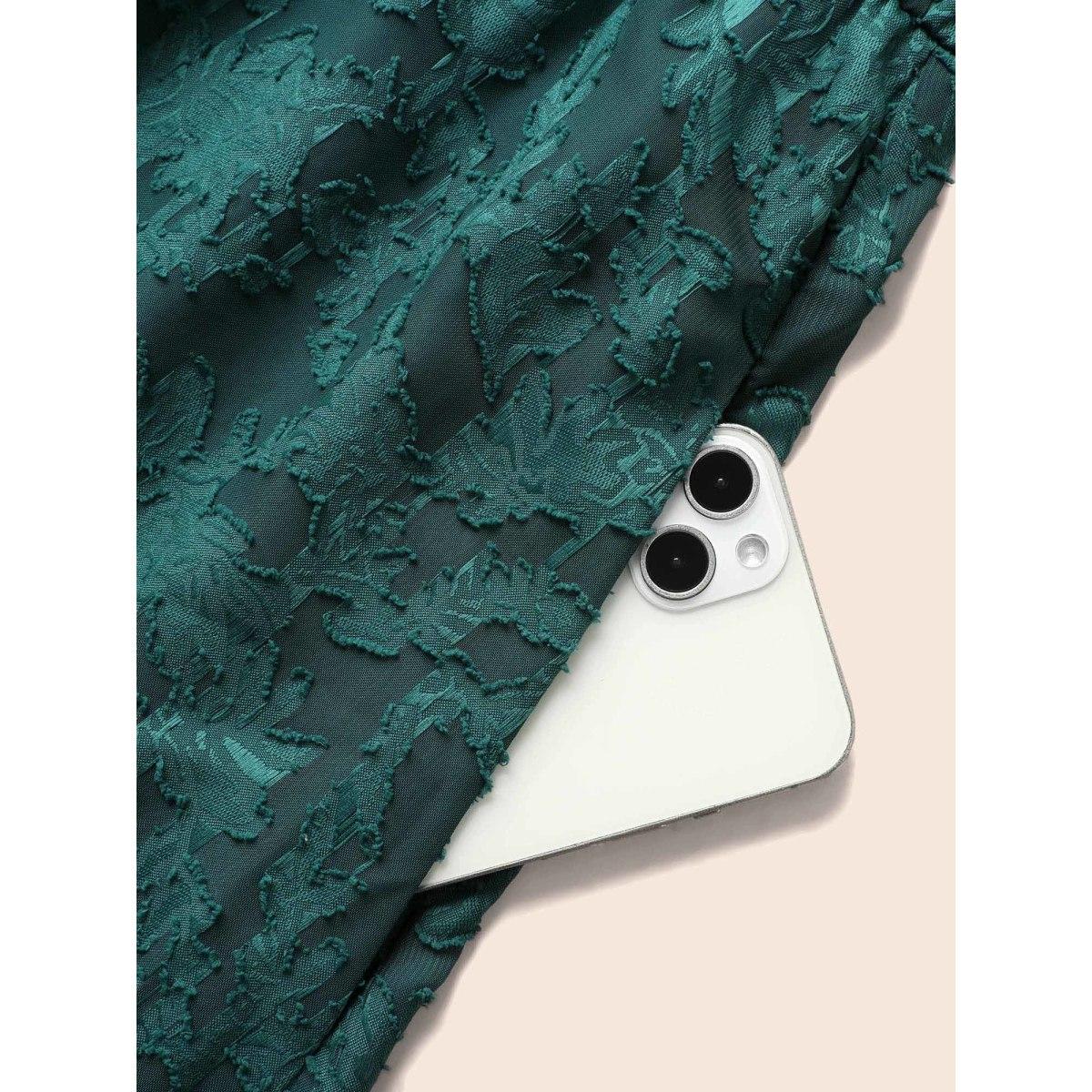 Plus Size Texture Mesh Tie Knot Tank Dress Emerald Women Elegant Tie knot V-neck Sleeveless Curvy BloomChic 14-16/1X Product Image