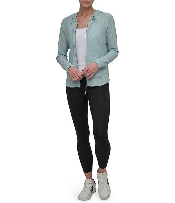 DKNY Sport by Donna Karan Long Sleeve Full Zip Mini Slub Waffle Pocketed Hoodie Product Image