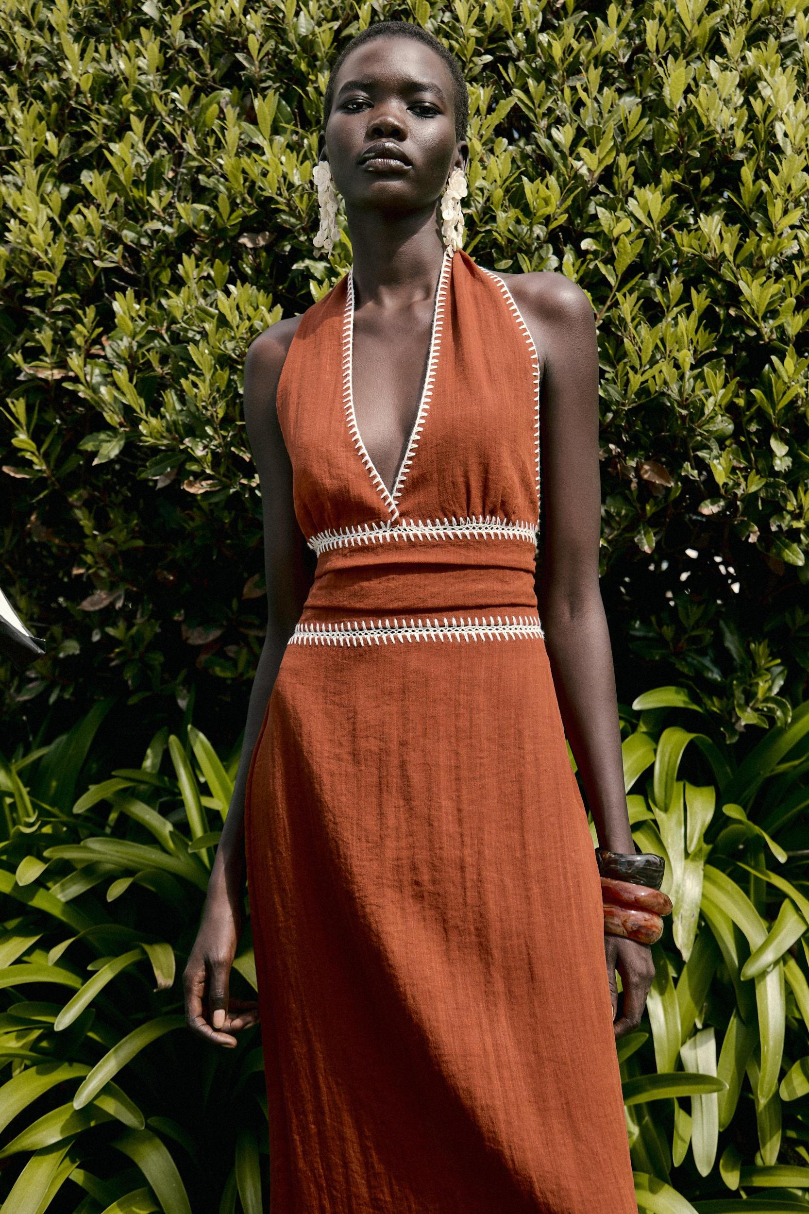 EMBROIDERED MIDI DRESS Product Image