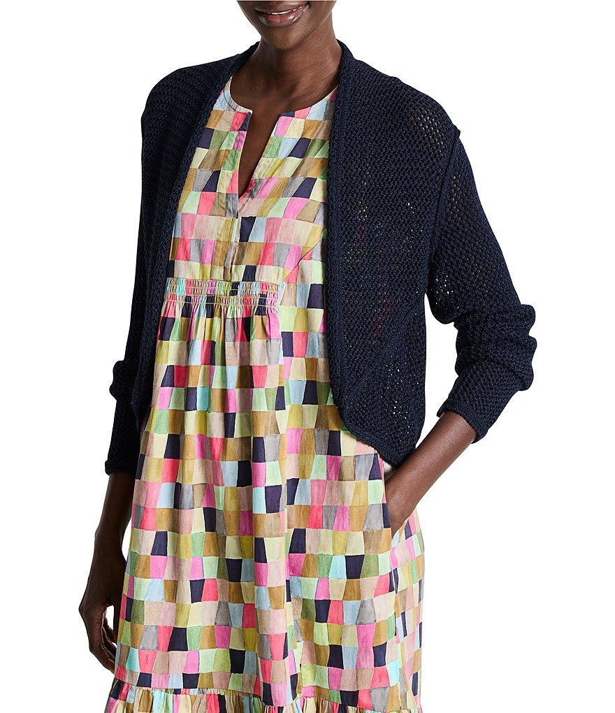 NIC + ZOE Mesh Cocoon Open Front Long Sleeve Cotton Blend Cocoon Cardigan Product Image