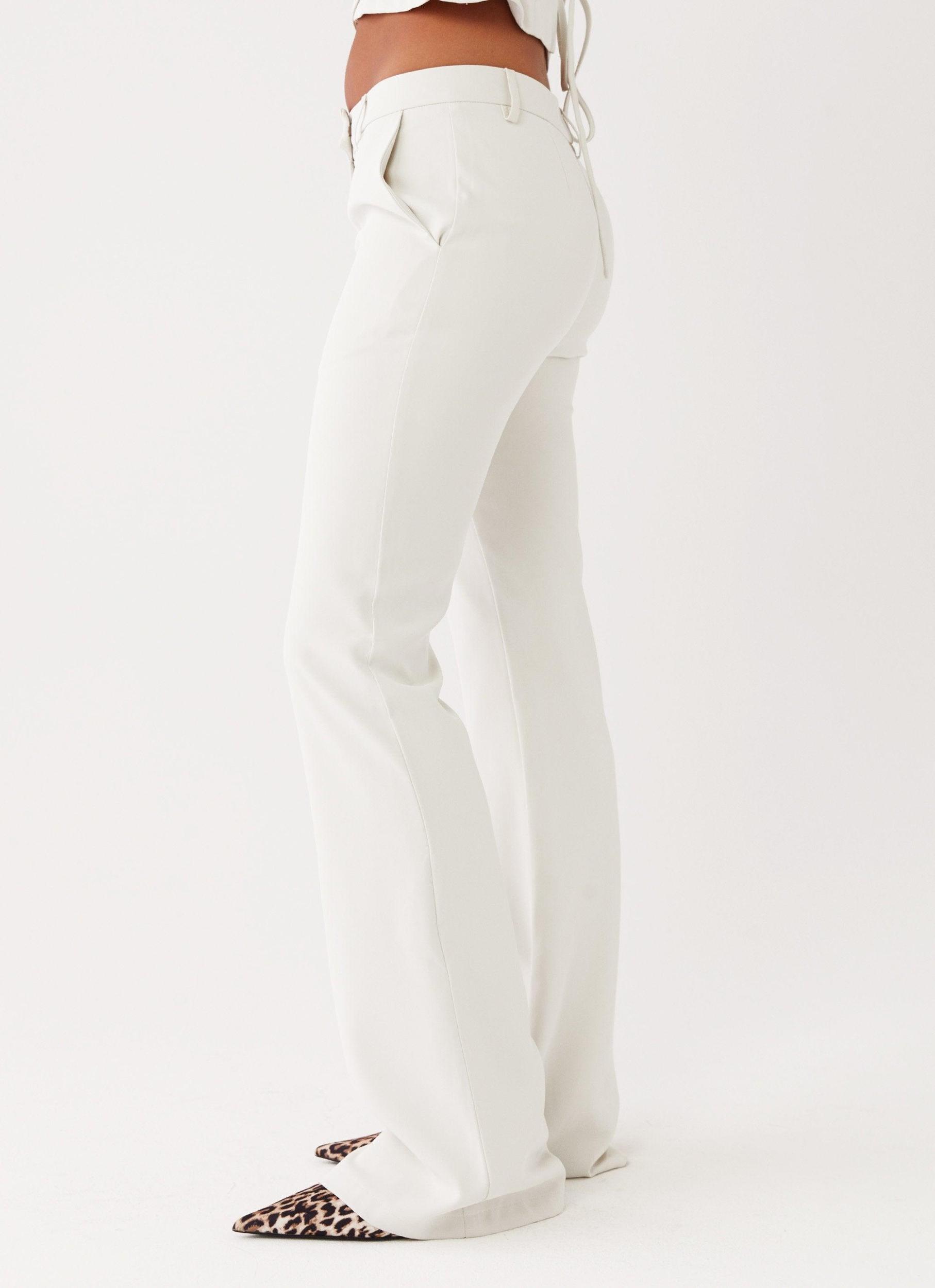 Cyra Low Rise Slim Fit Pants - Ivory Girls Product Image