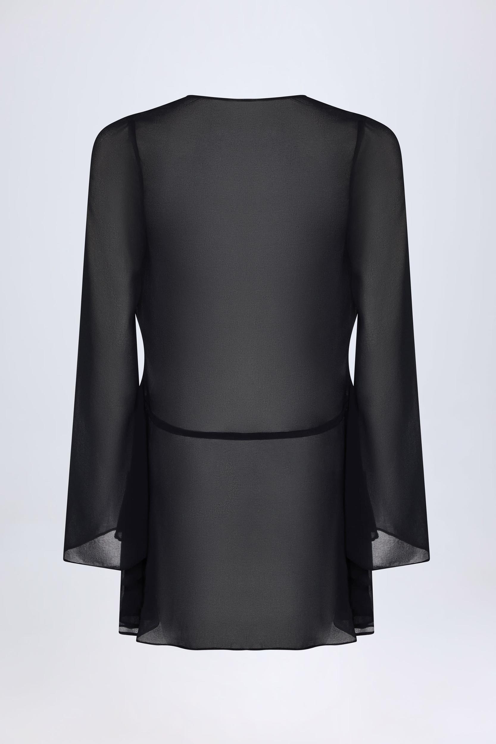 Cowl-Neck Mini Dress in Black Product Image