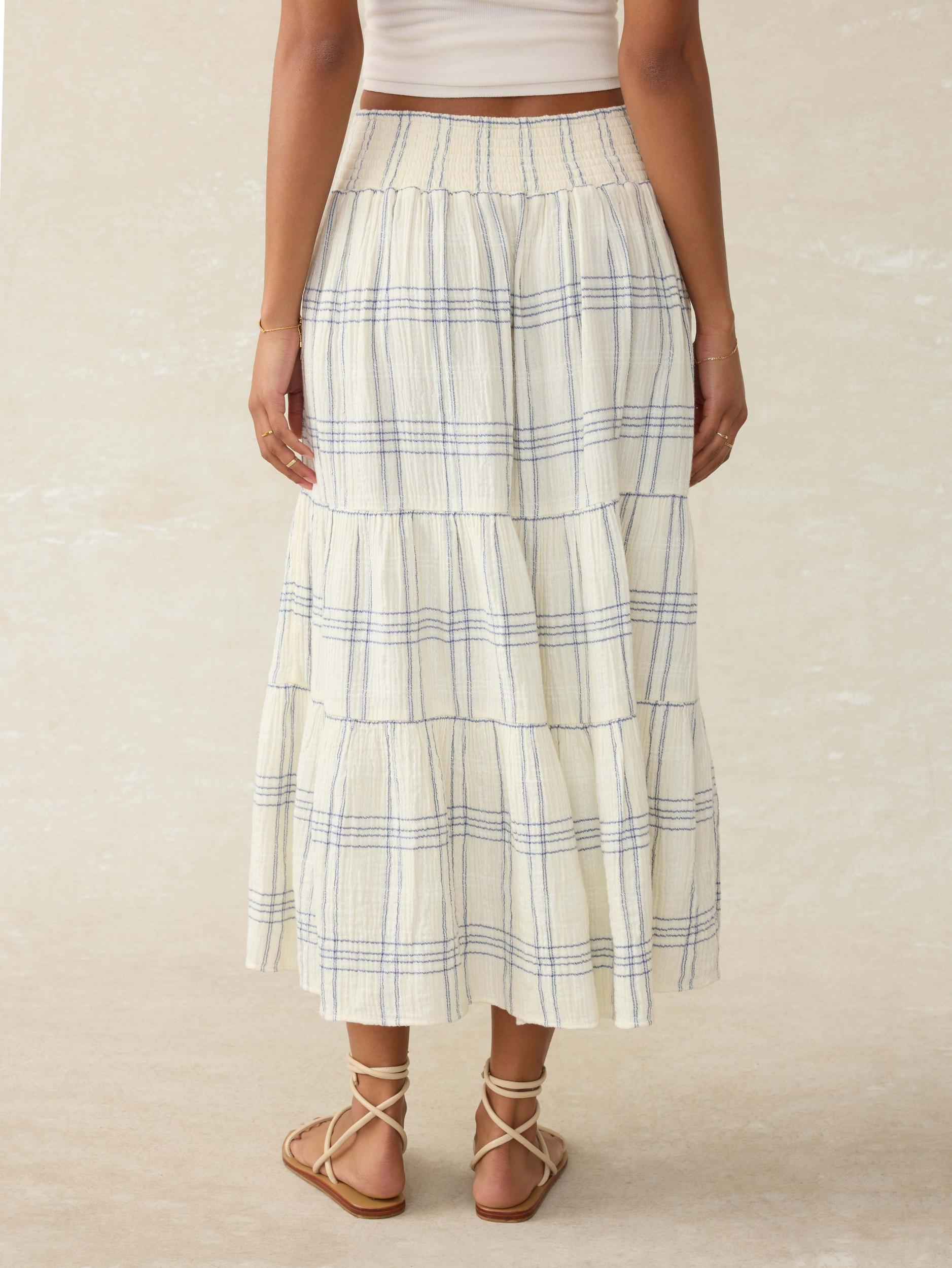 Dune Cotton Gauze Woodstock Skirt - Blue Cove Plaid Female Product Image