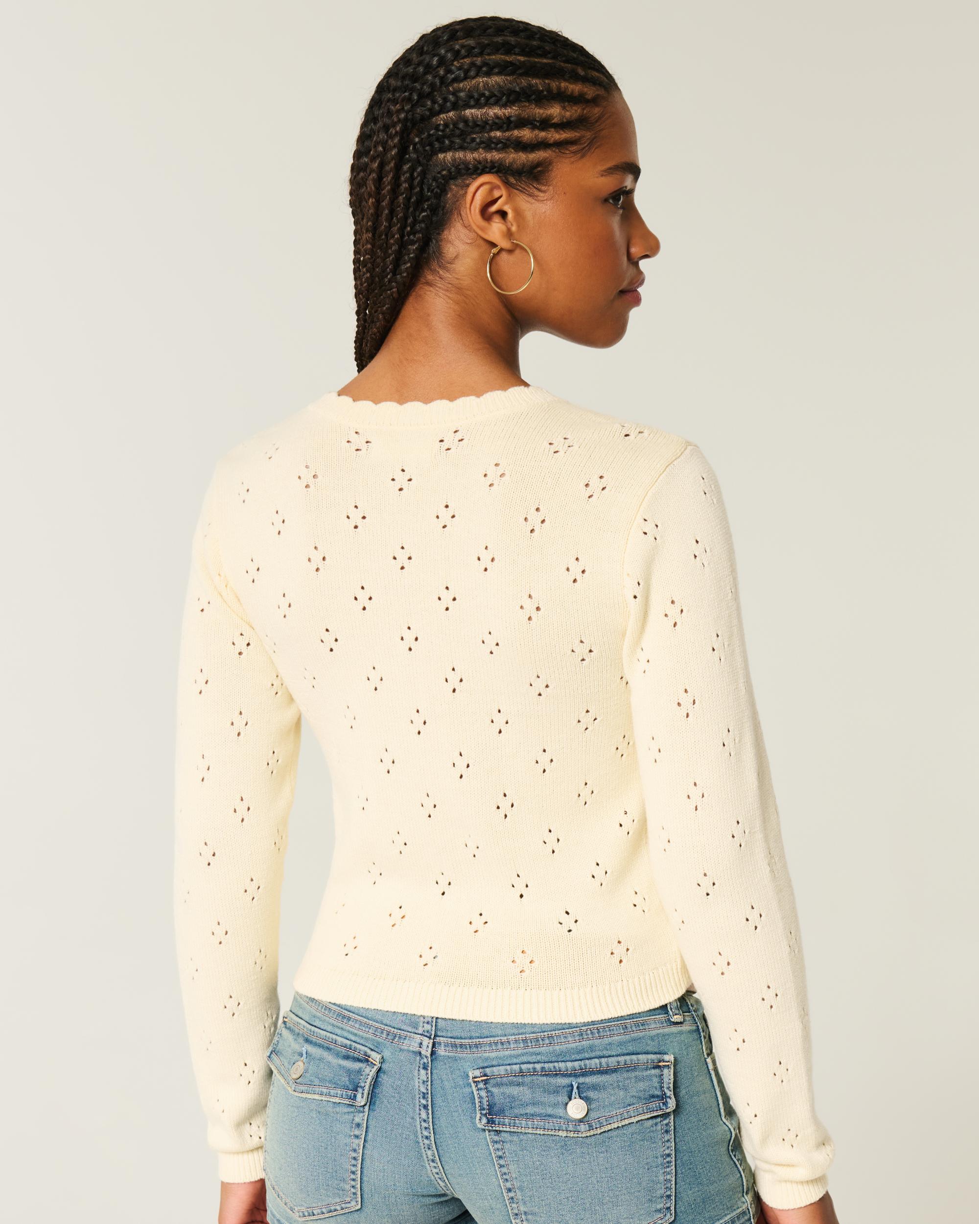 Eyelet Crew Cardigan Product Image