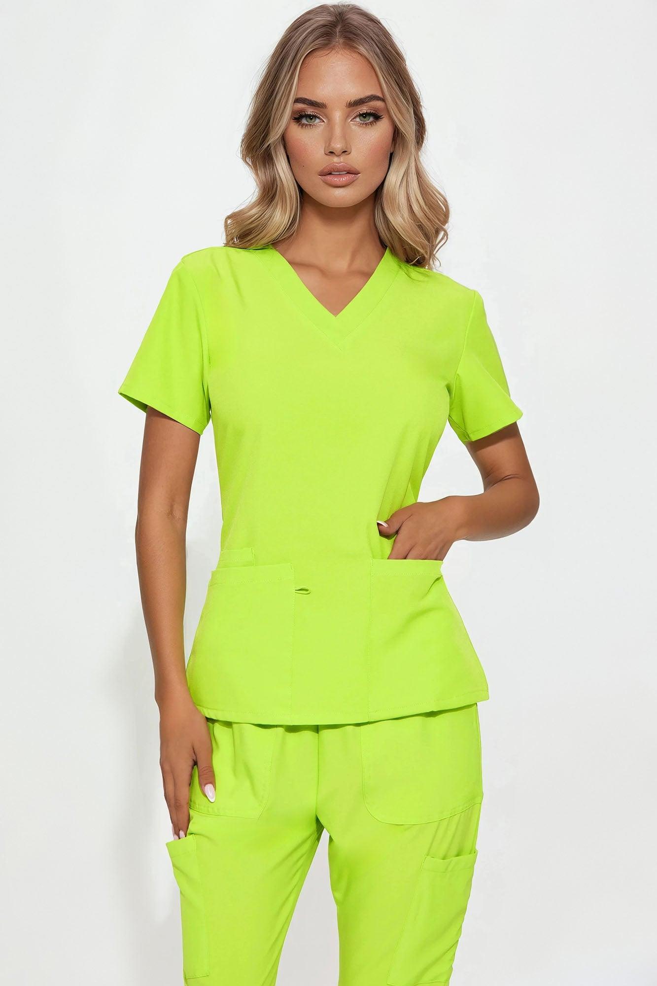 Working On It Stretch Uniform Scrub Jogger Set - Lime Product Image