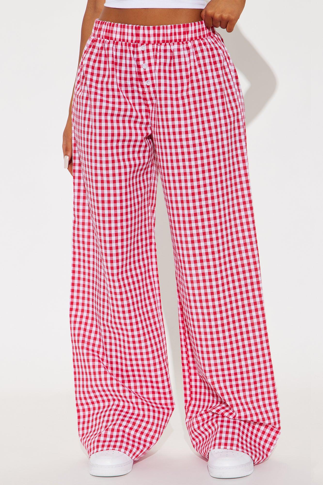 Cruise Along Gingham Boxer Pant - Red/White Product Image