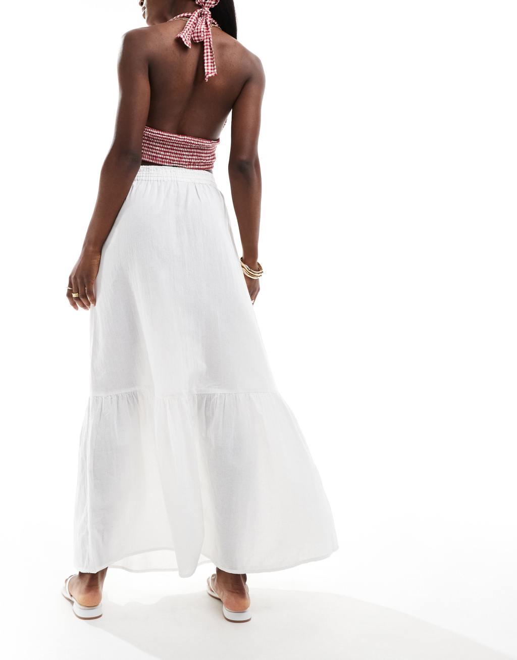 Vero Moda boho maxi skirt in white Product Image