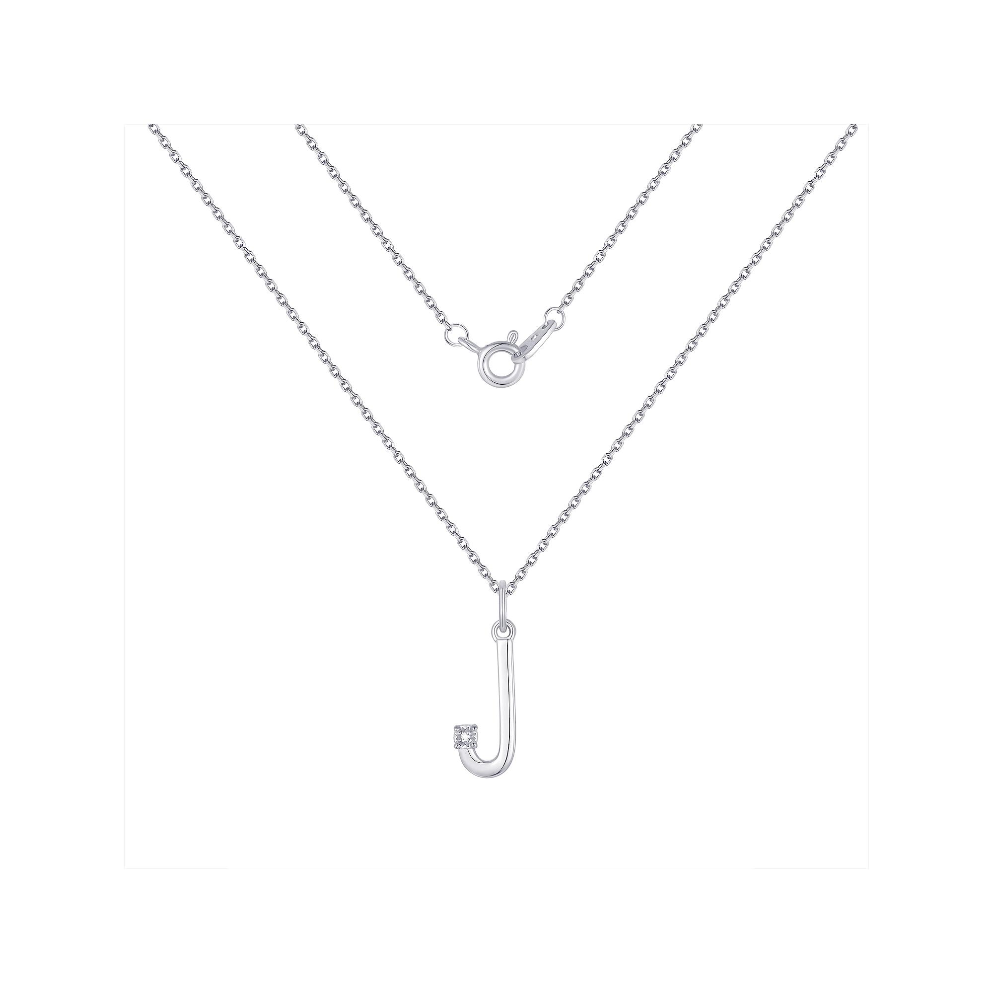 Forever Radiant Diamond Accent Initial Pendant Necklace, Women's, Size: 18", Silver Tone J Product Image