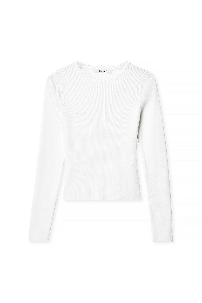 Ribbed Knitted Round Neck Top Product Image