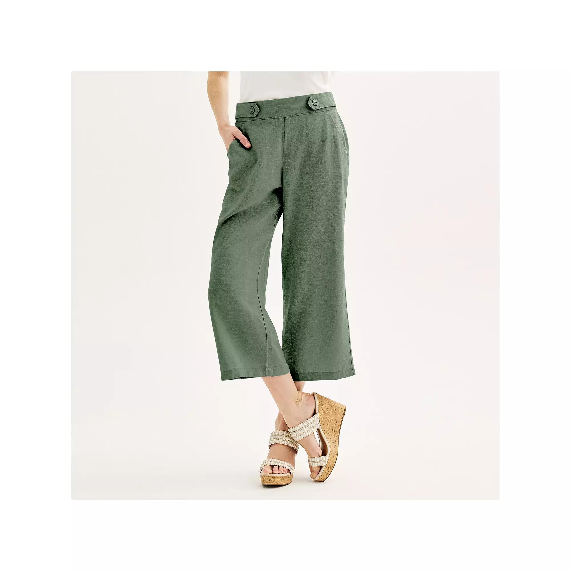 Women's Croft & Barrow® Pull-On Wide Leg Crop Pants, Size: XXL, Manolo Green Product Image
