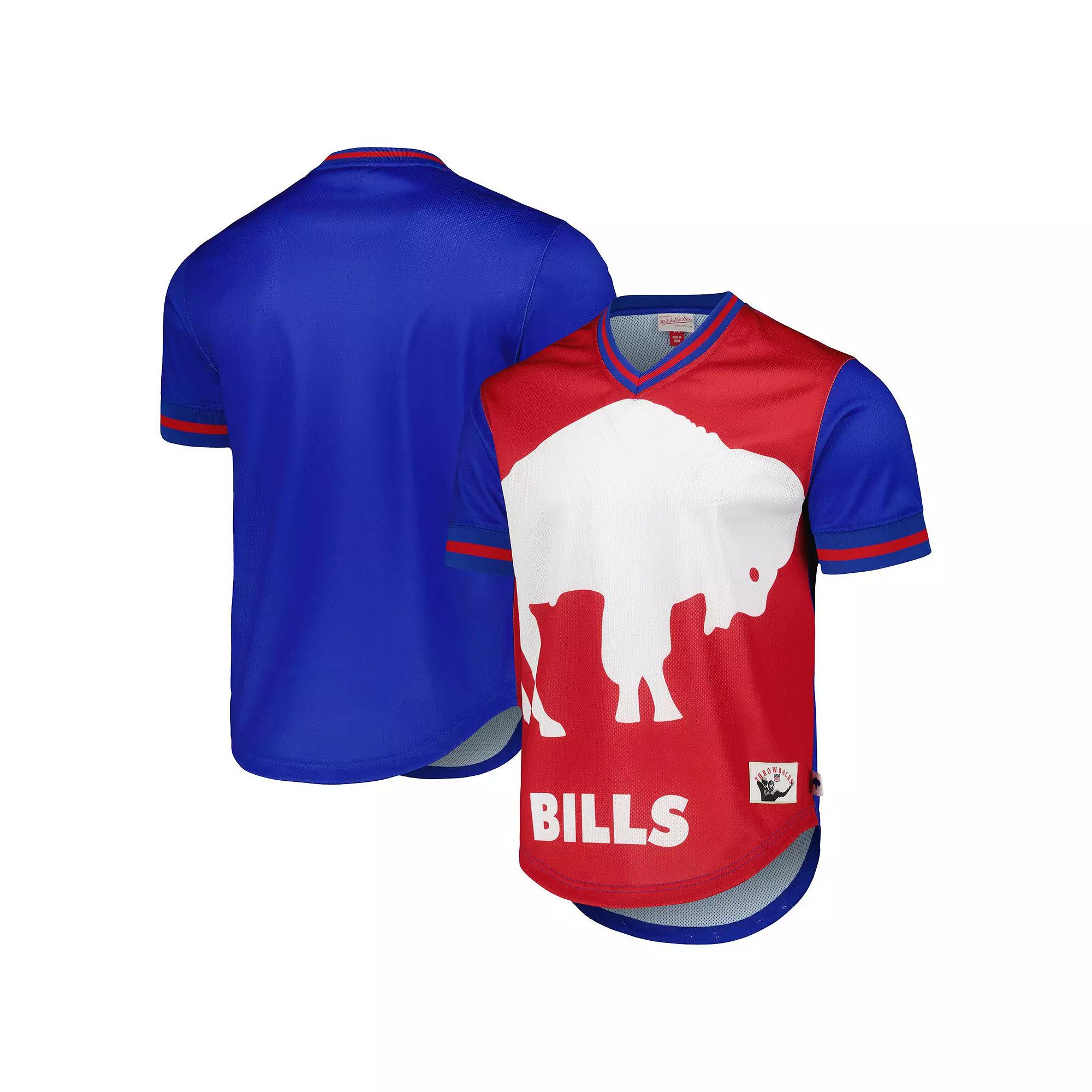 Men's Mitchell & Ness Royal Buffalo Bills Jumbotron 3.0 Mesh V-Neck T-Shirt,  Product Image