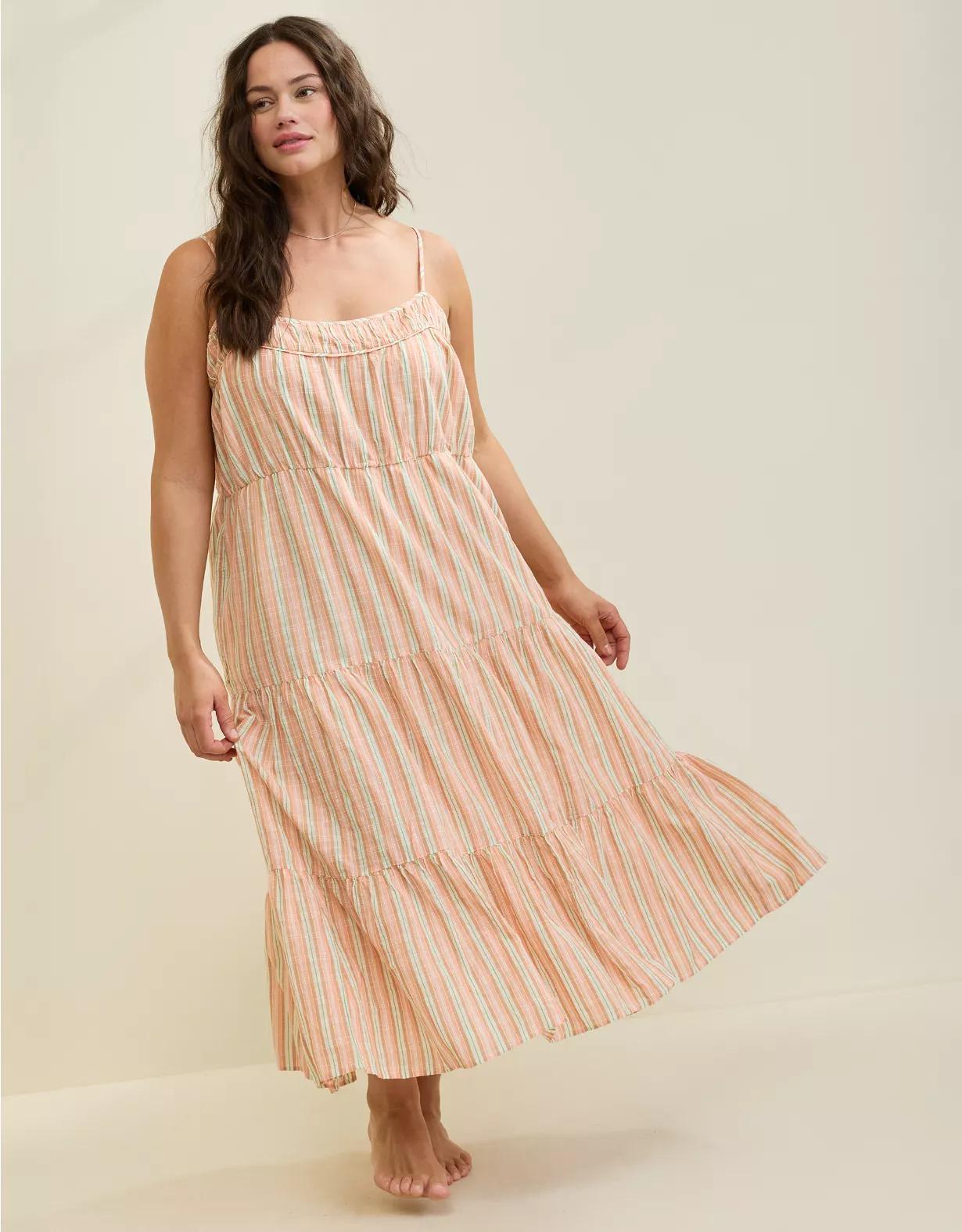 Aerie Striped Tiered Maxi Dress Product Image