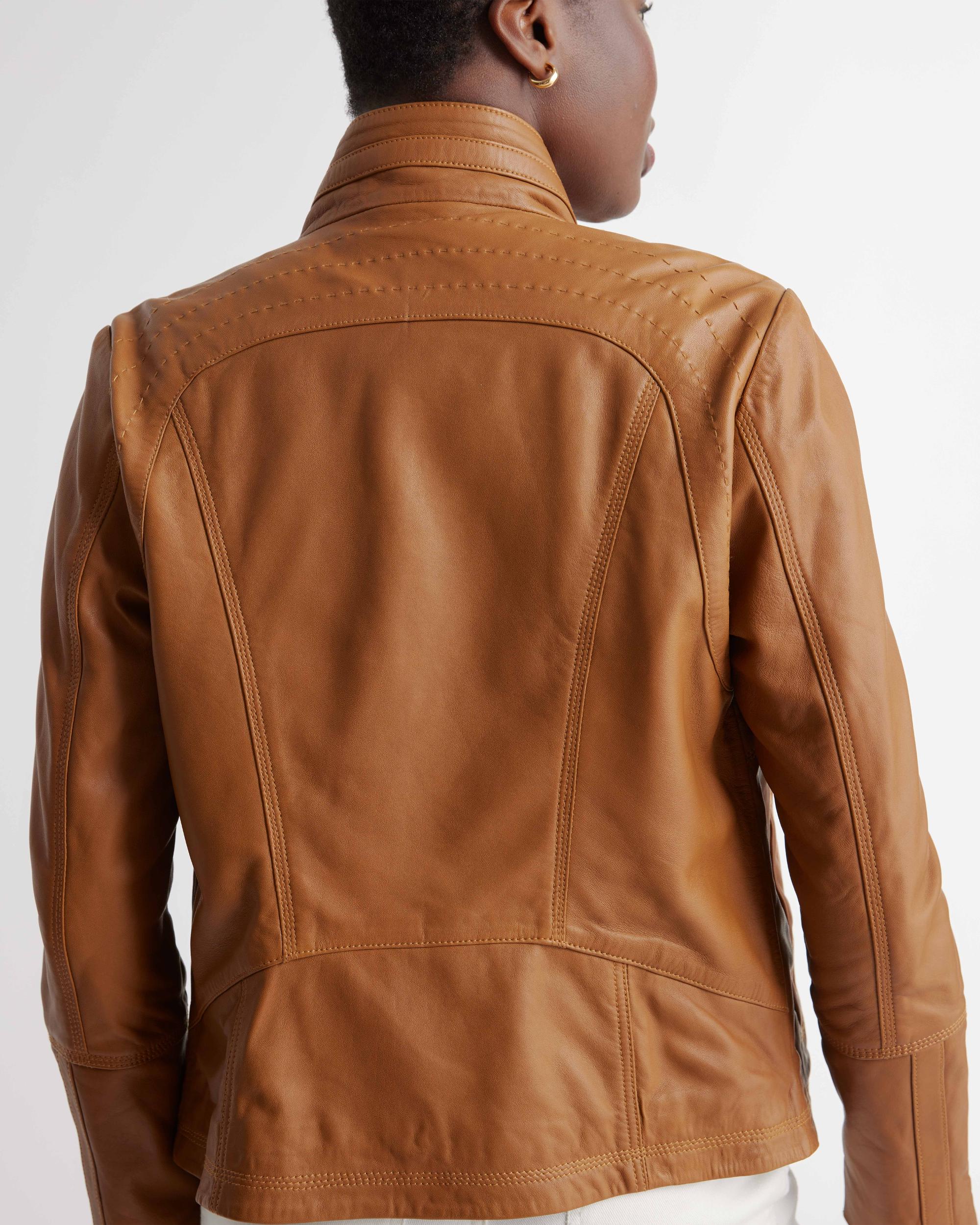Quince | Women's Stand-Collar Jacket Size XS, Leather Product Image