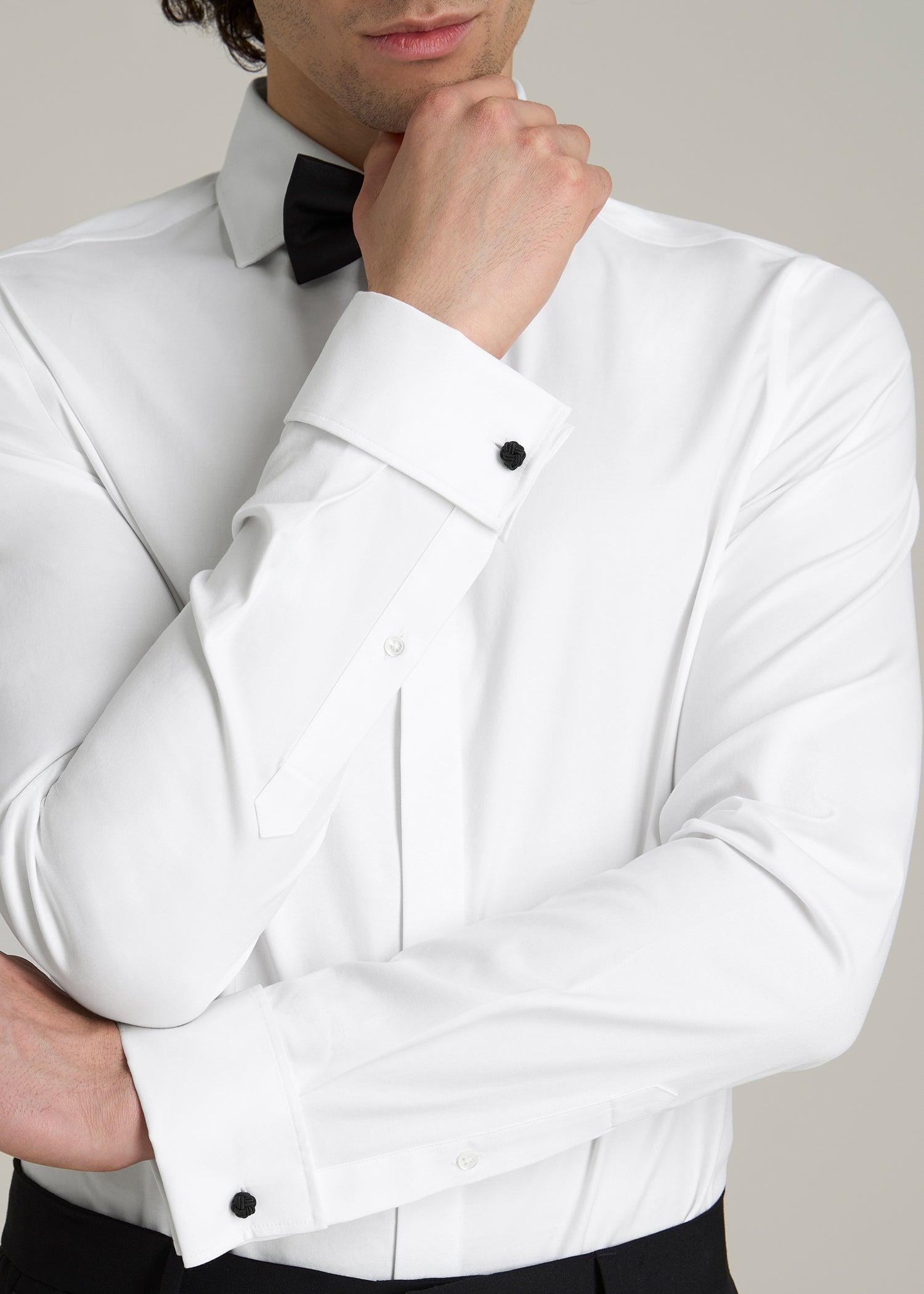 Tuxedo Shirt for Tall Men in White Male Product Image