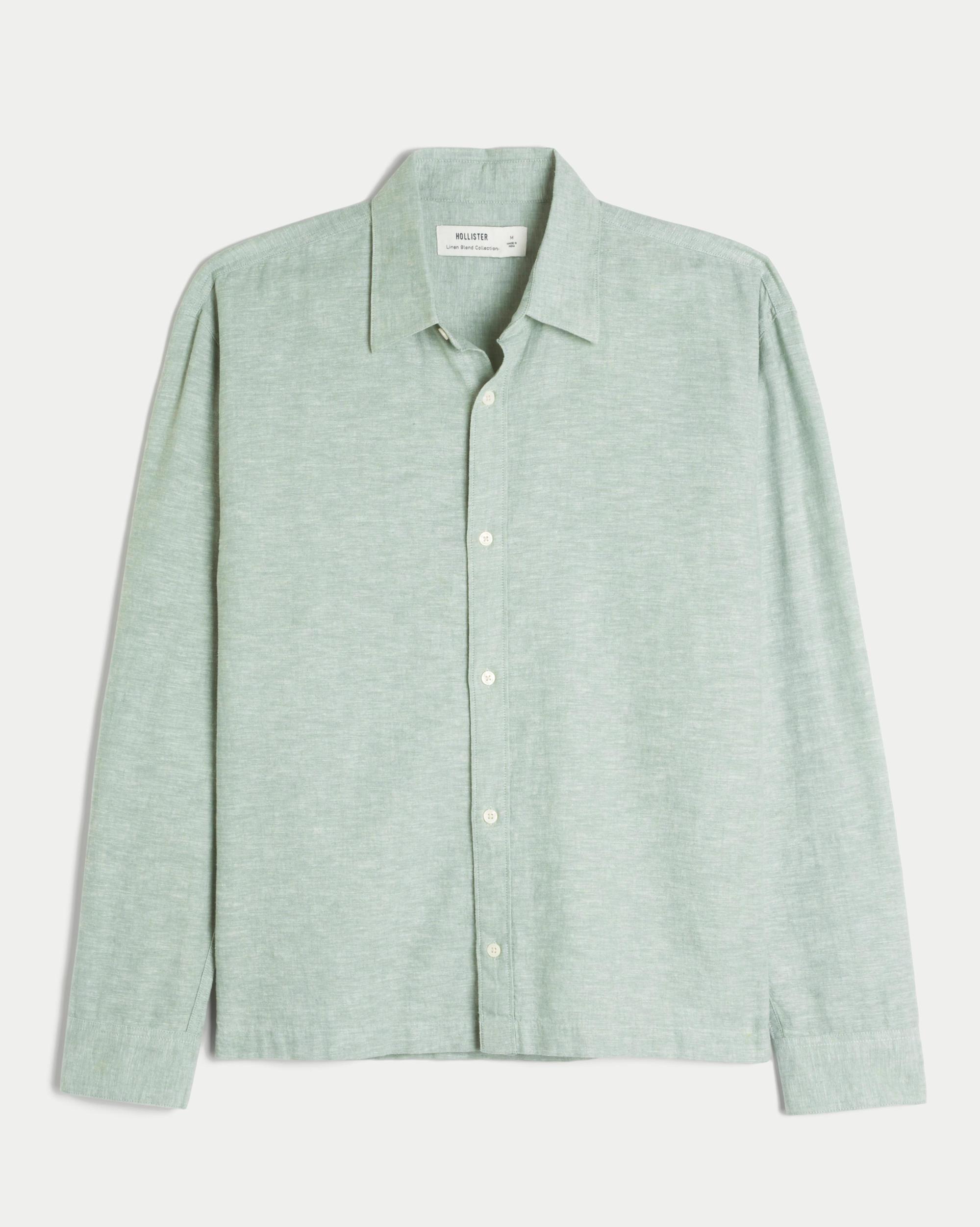 Linen-Blend Button-Through Shirt Product Image