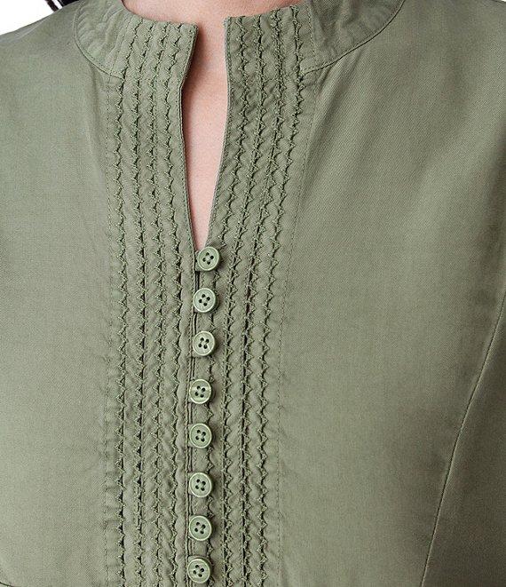 Aventura Margot Solid Woven Twill Mandarin Collar Top Product Image