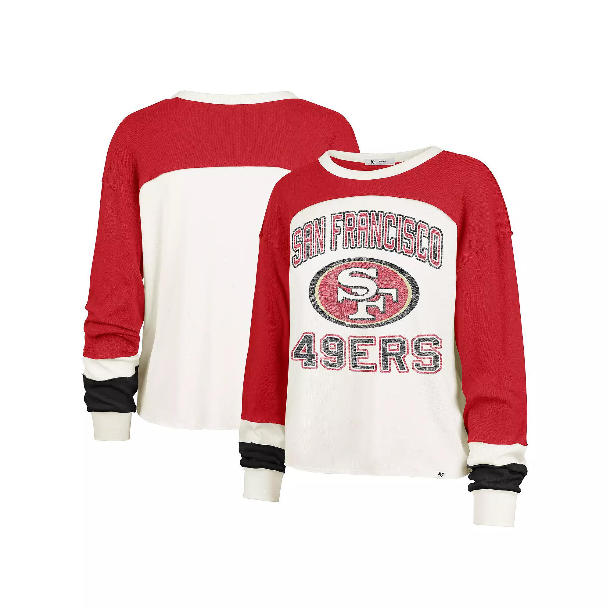 Women's Profile Cream/Scarlet San Francisco 49ers Double Header Curve Toni Long Sleeve T-Shirt,  Product Image