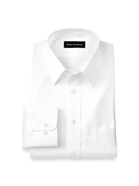 Non-Iron Cotton Pinpoint Solid Point Collar Dress Shirt - White Product Image