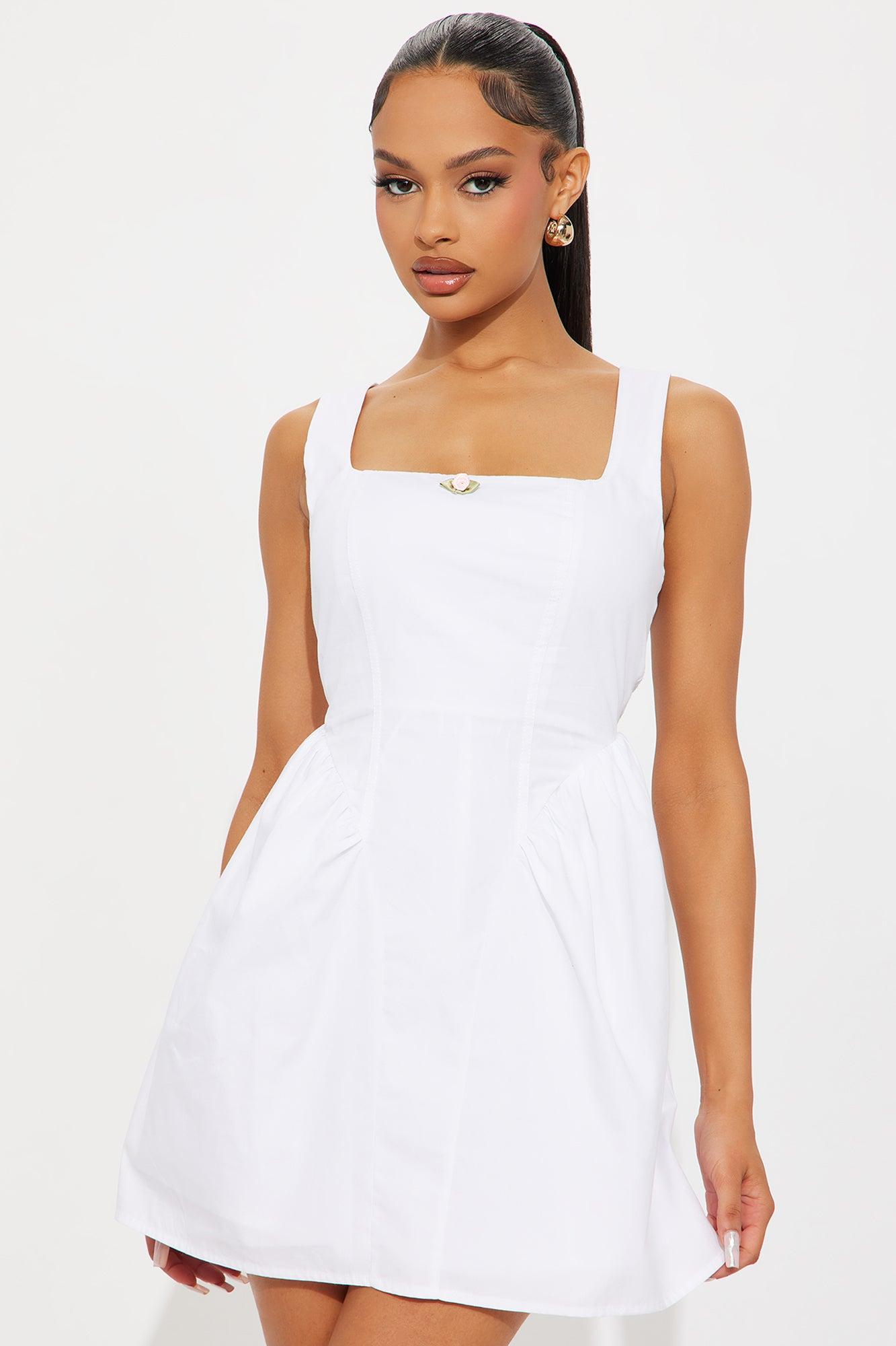 Charlene Stretch Poplin Mini Dress - Off White Female Product Image