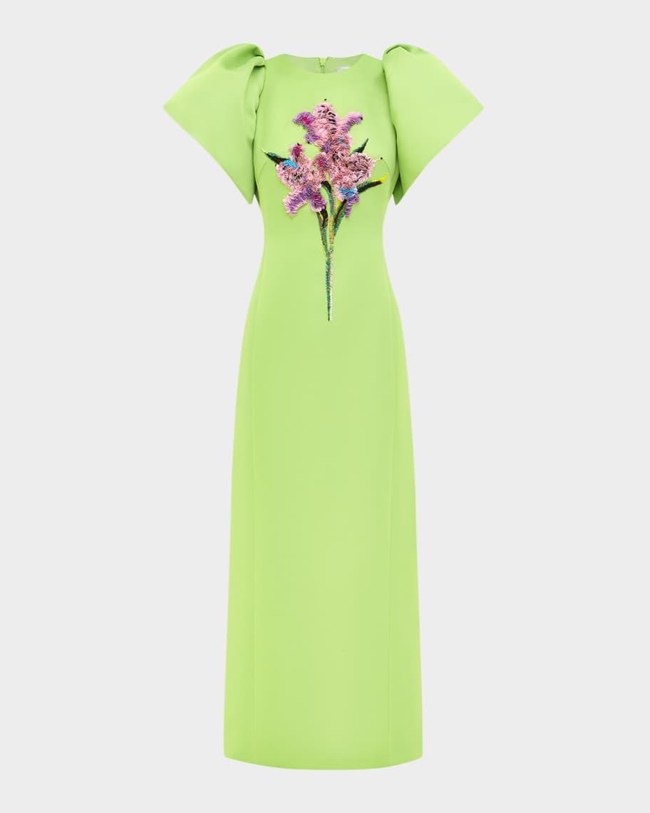 Lucinda Floral Sequin Puff-Sleeve Maxi Dress Product Image