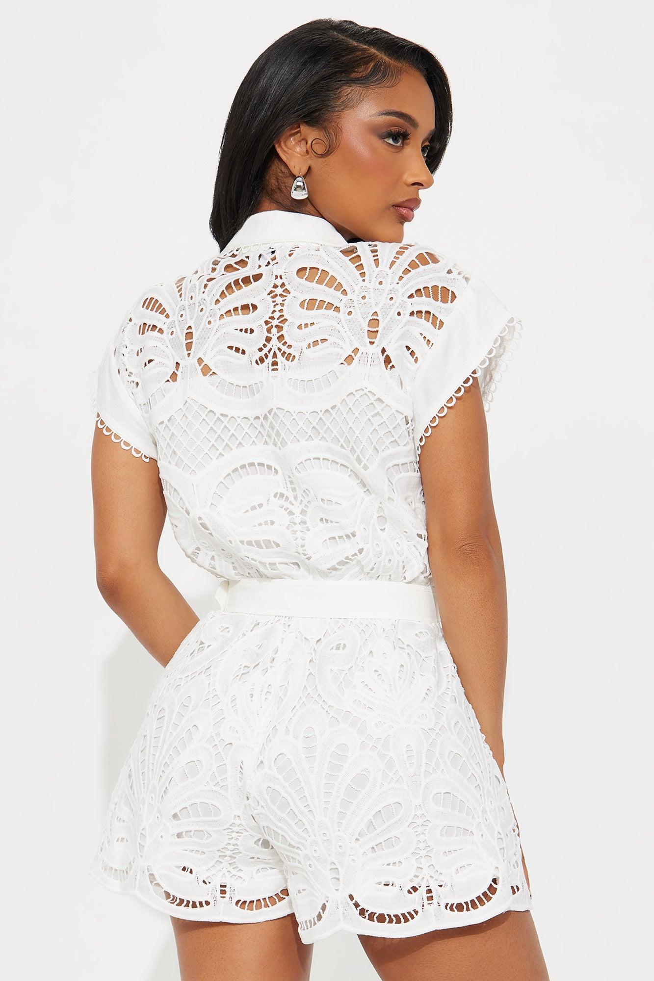 Nadine Lace Romper - White Product Image