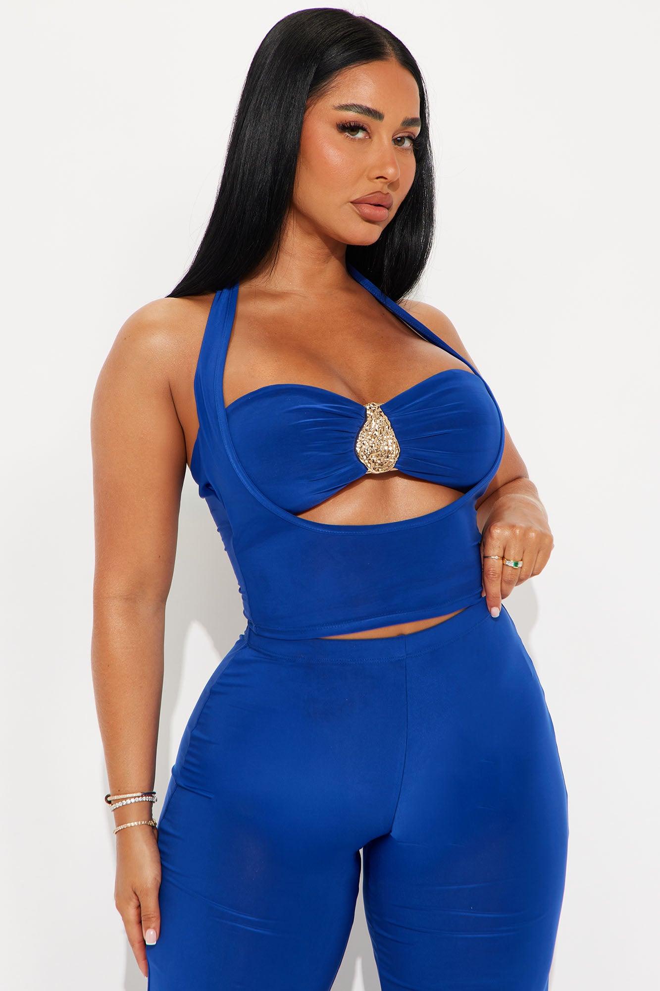 Amara Halter Wide Leg Pant Set - Royal Female Product Image