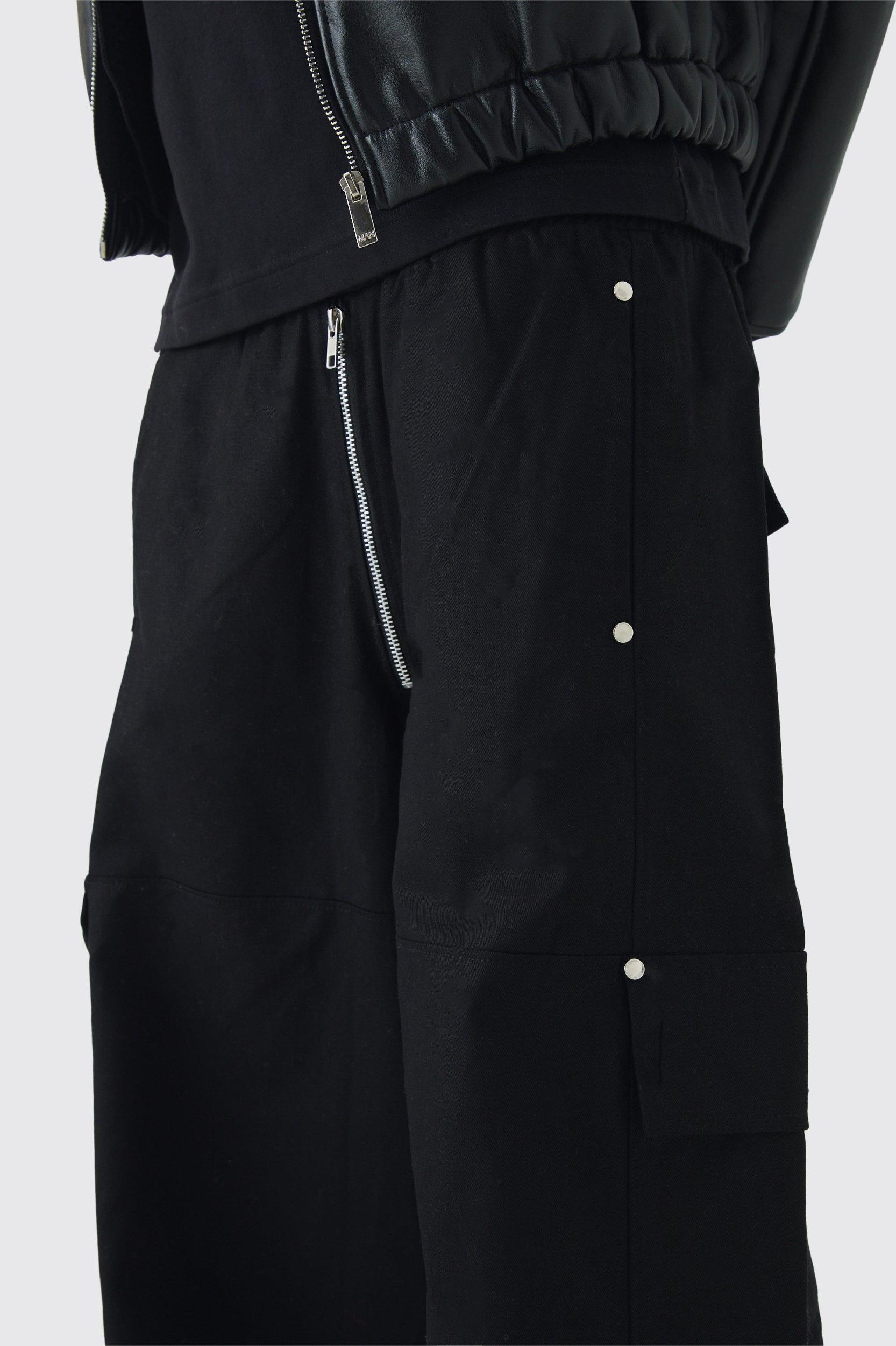 Elasticated Waist Baggy Fit Heavy Twill Extended Drawcord Cargo Pants | boohooMAN USA Product Image