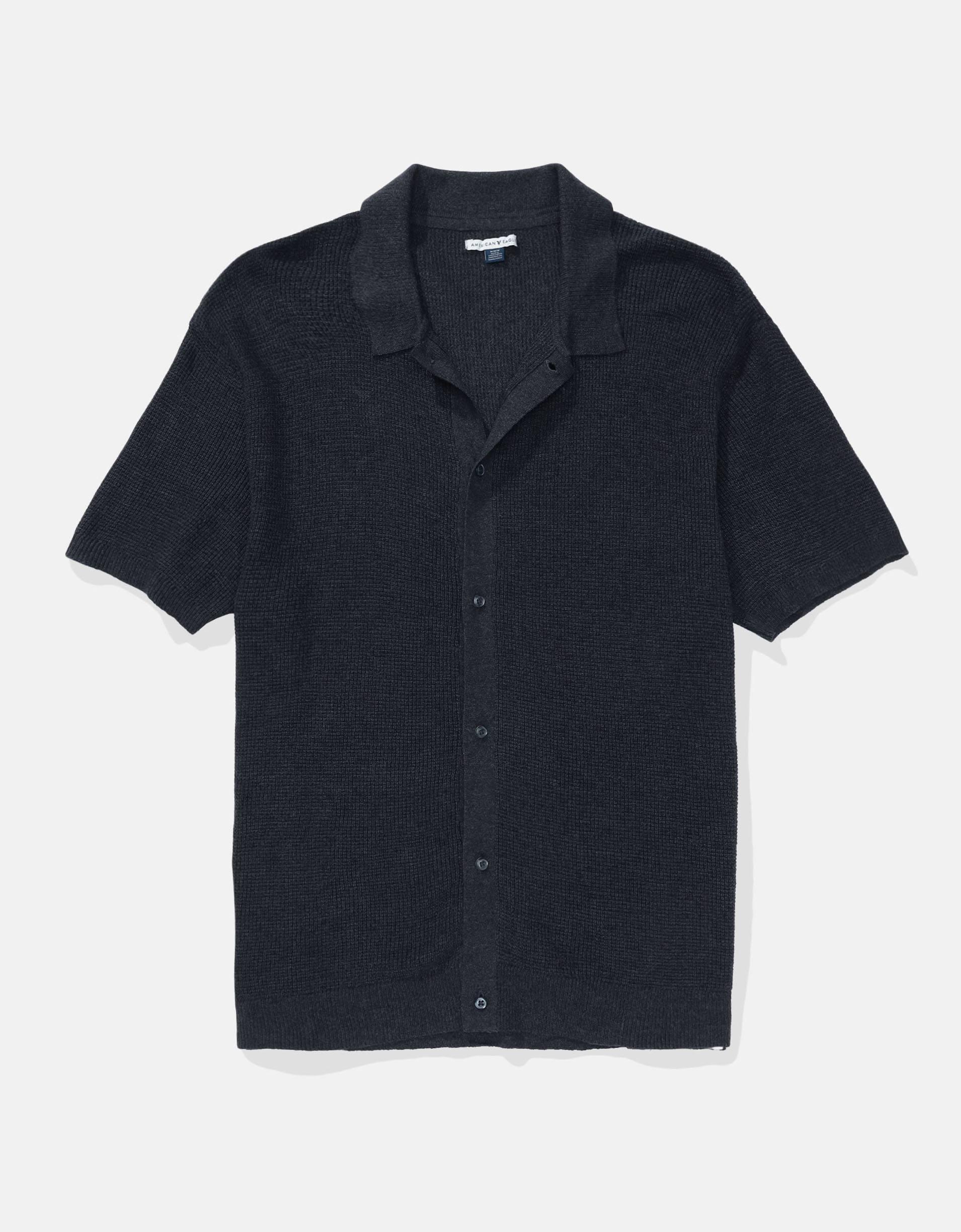 AE Waffle Button-Up Polo Shirt Product Image