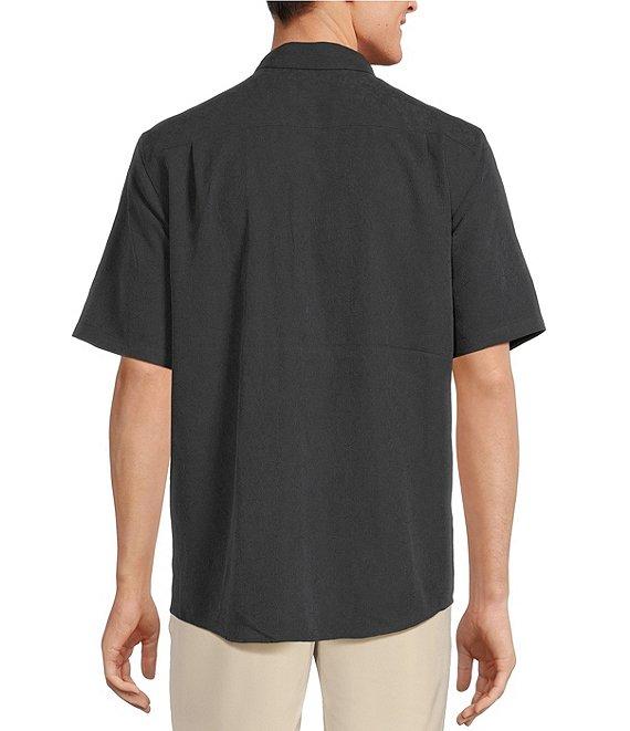 Caribbean Palm Paradise Jacquard Solid Short Sleeve Woven Shirt Product Image