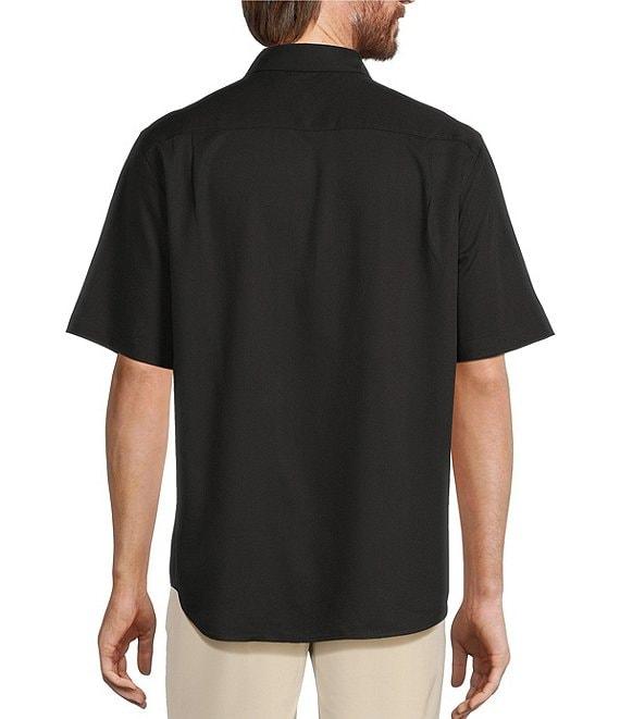 Caribbean Palm Panel Embroidery Short Sleeve Woven Shirt Product Image